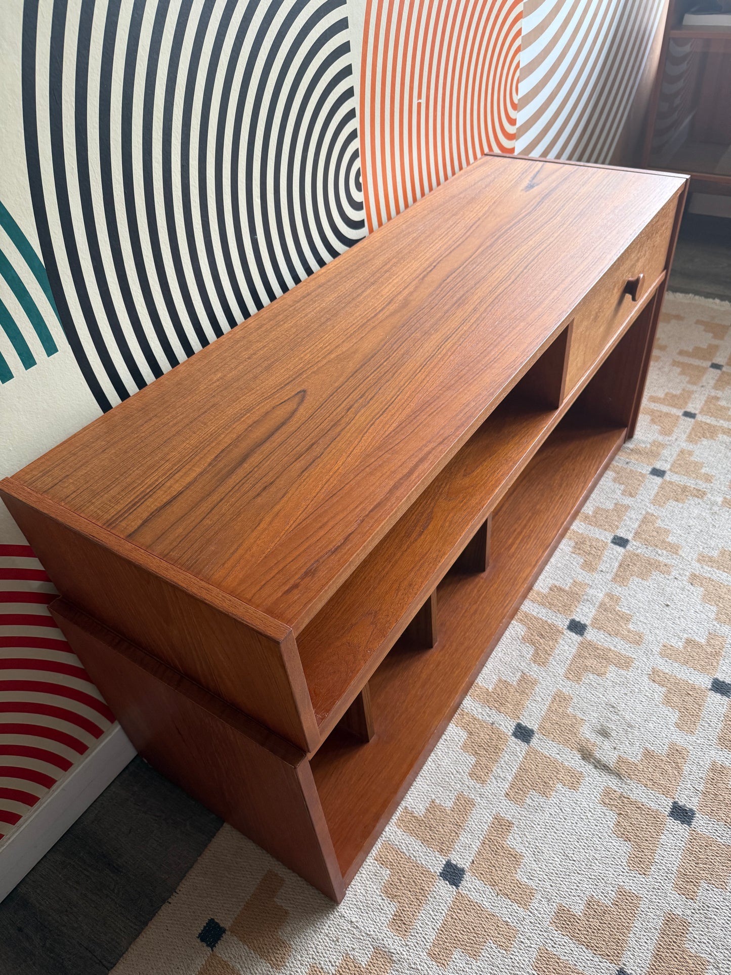 Teak Pullout Media Cabinet