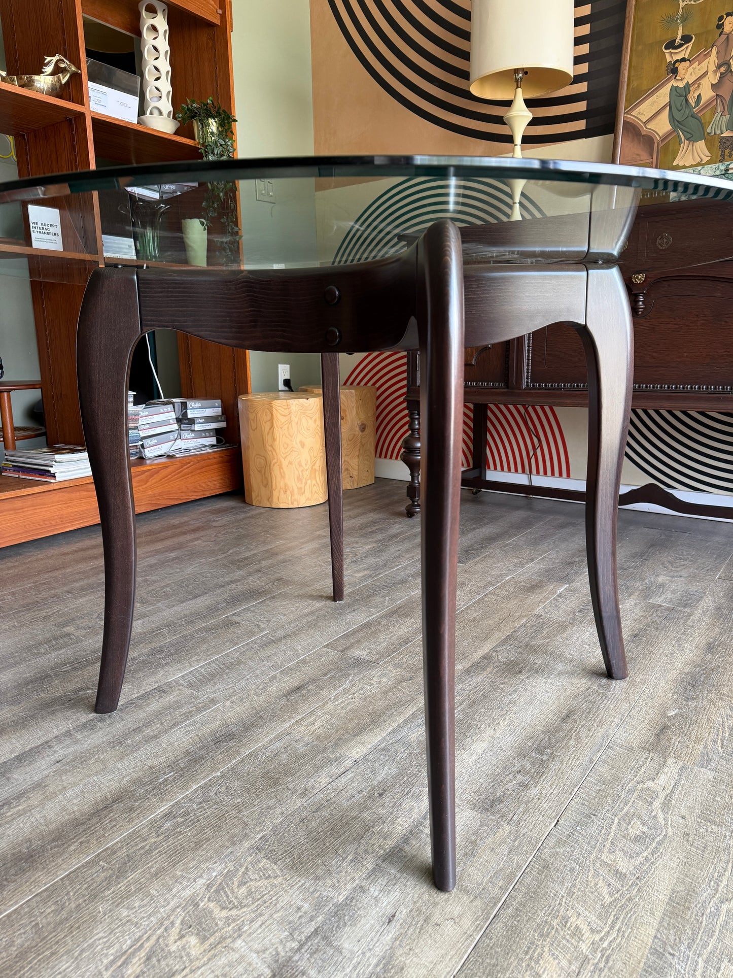 Contemporary Round Glass Table with Sculptural Base by A. Sibau Domitalia
