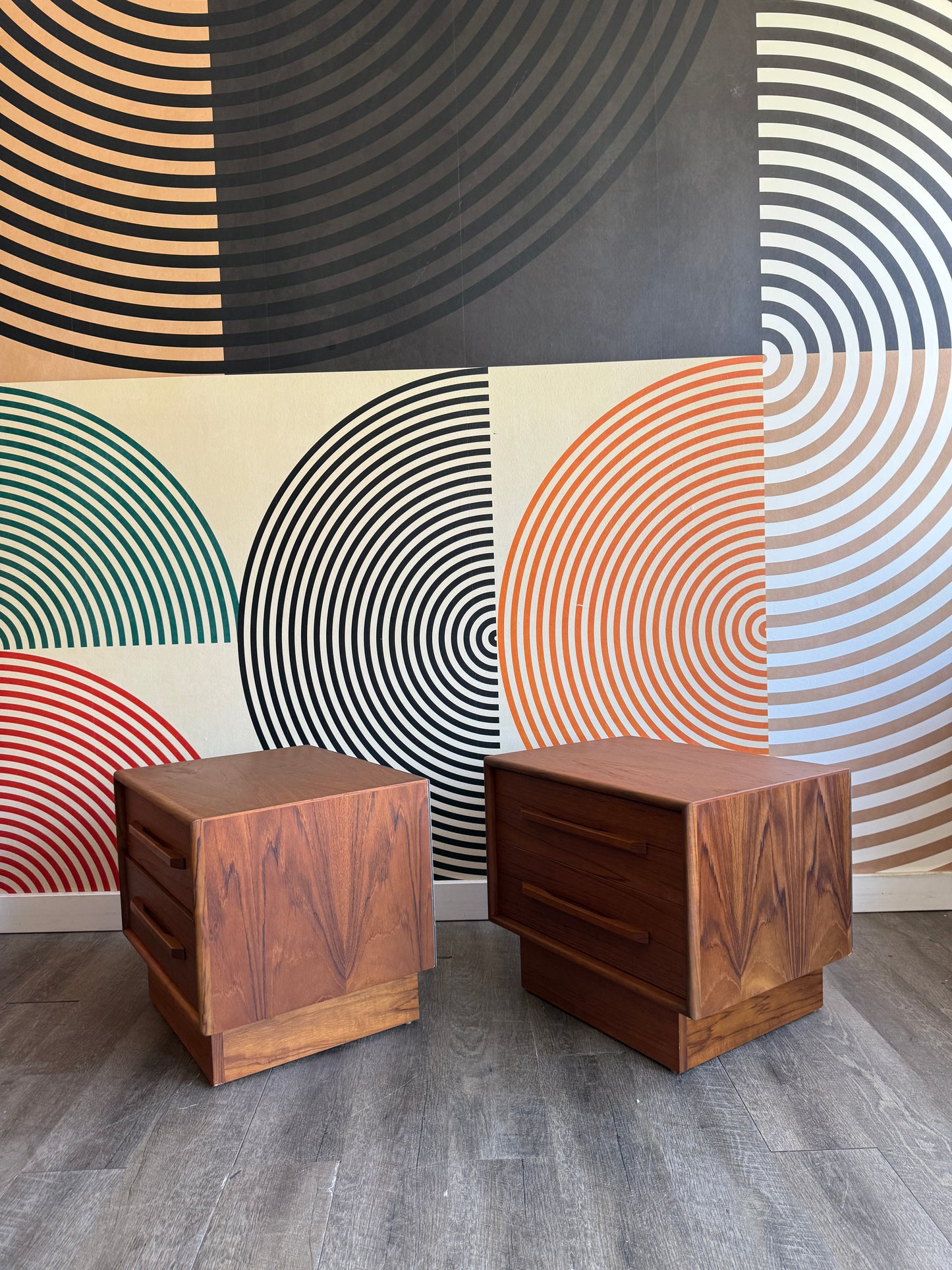 Pair of Teak Nightstand Tables