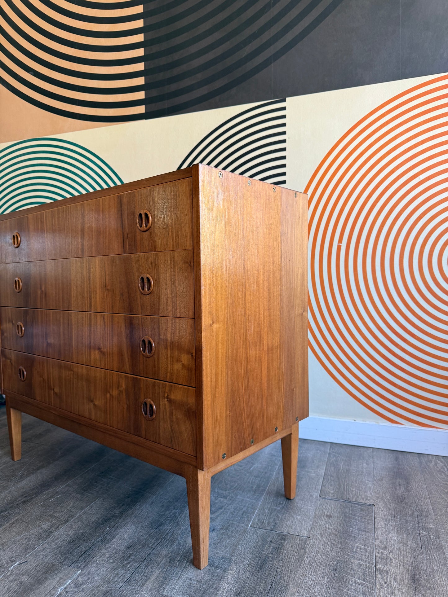 Vintage Teak Chest of Drawers on Custom Base