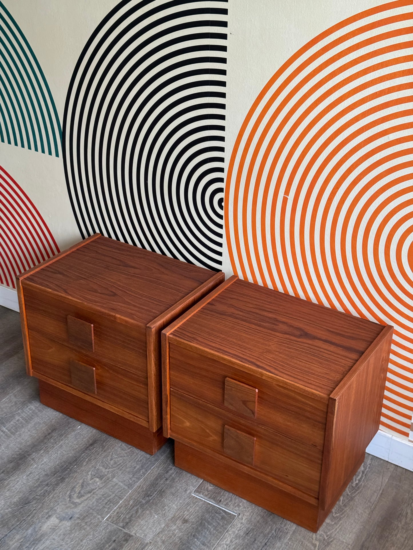 Pair of Teak Nightstand Tables