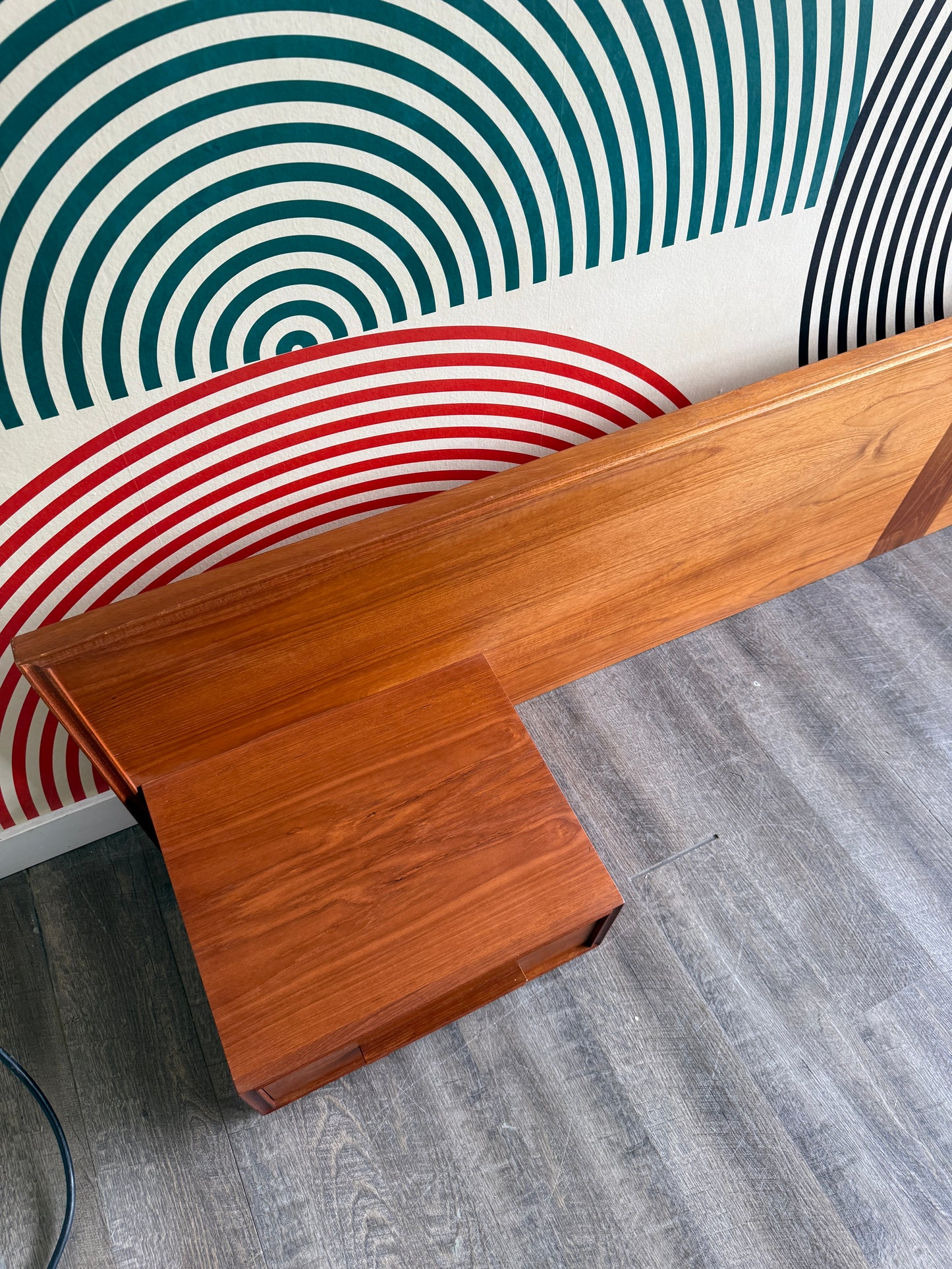 Queen Size Teak Headboard with Floating Nightstands