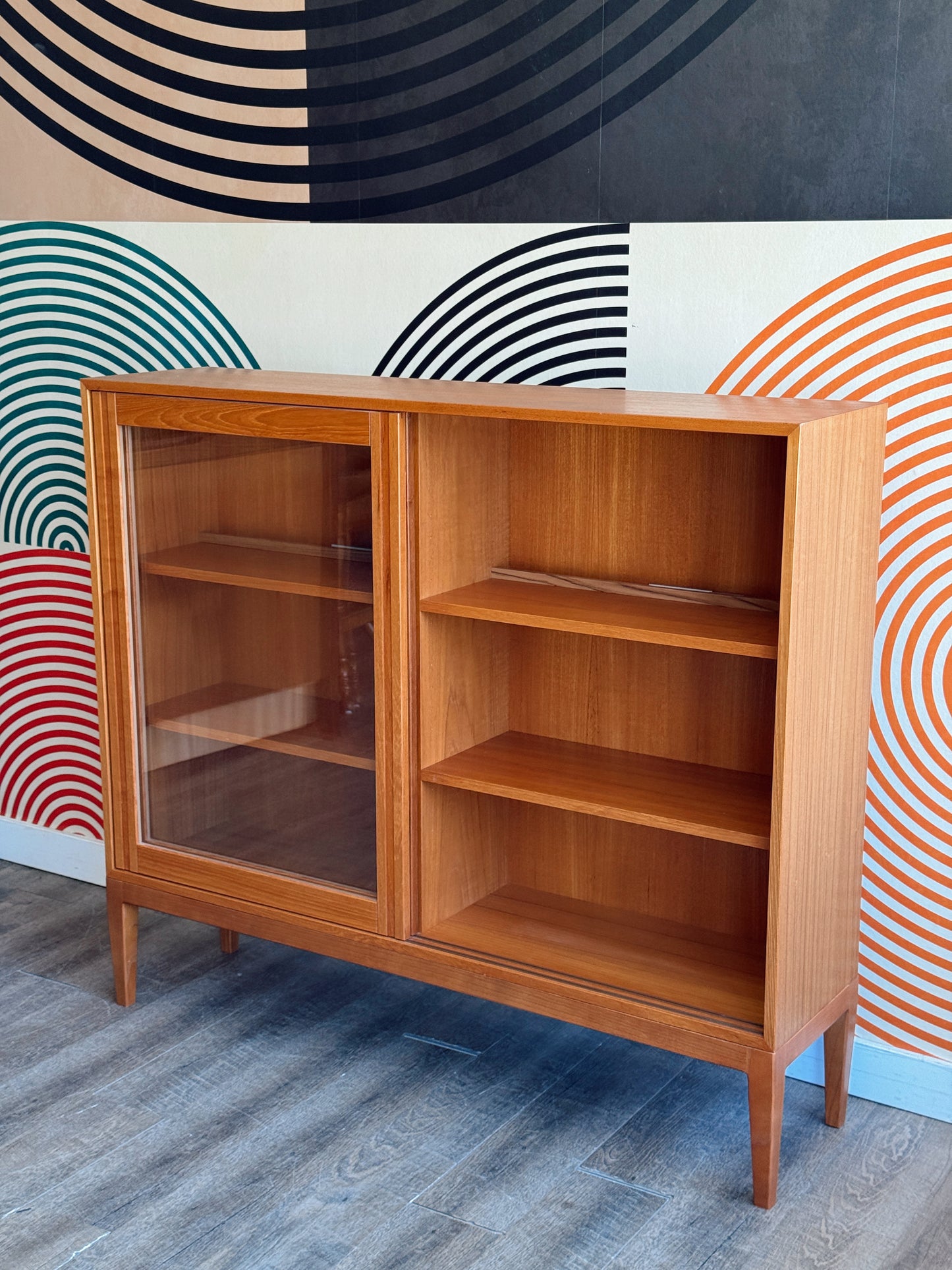 Danish Teak Curio Cabinet on Custom Base