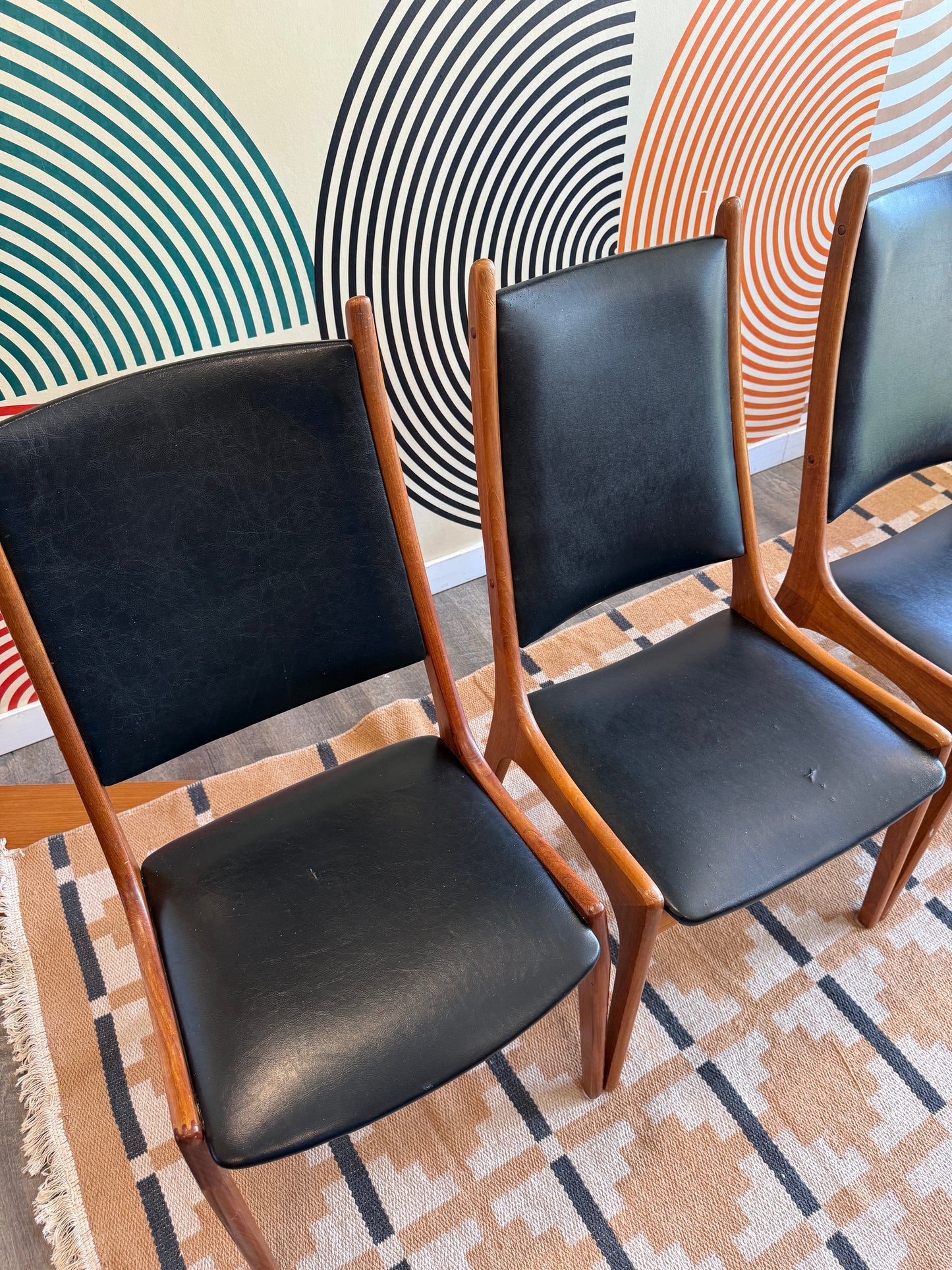 Set of 4 Teak High Back Dining Chairs By Nordic Furniture, Canada