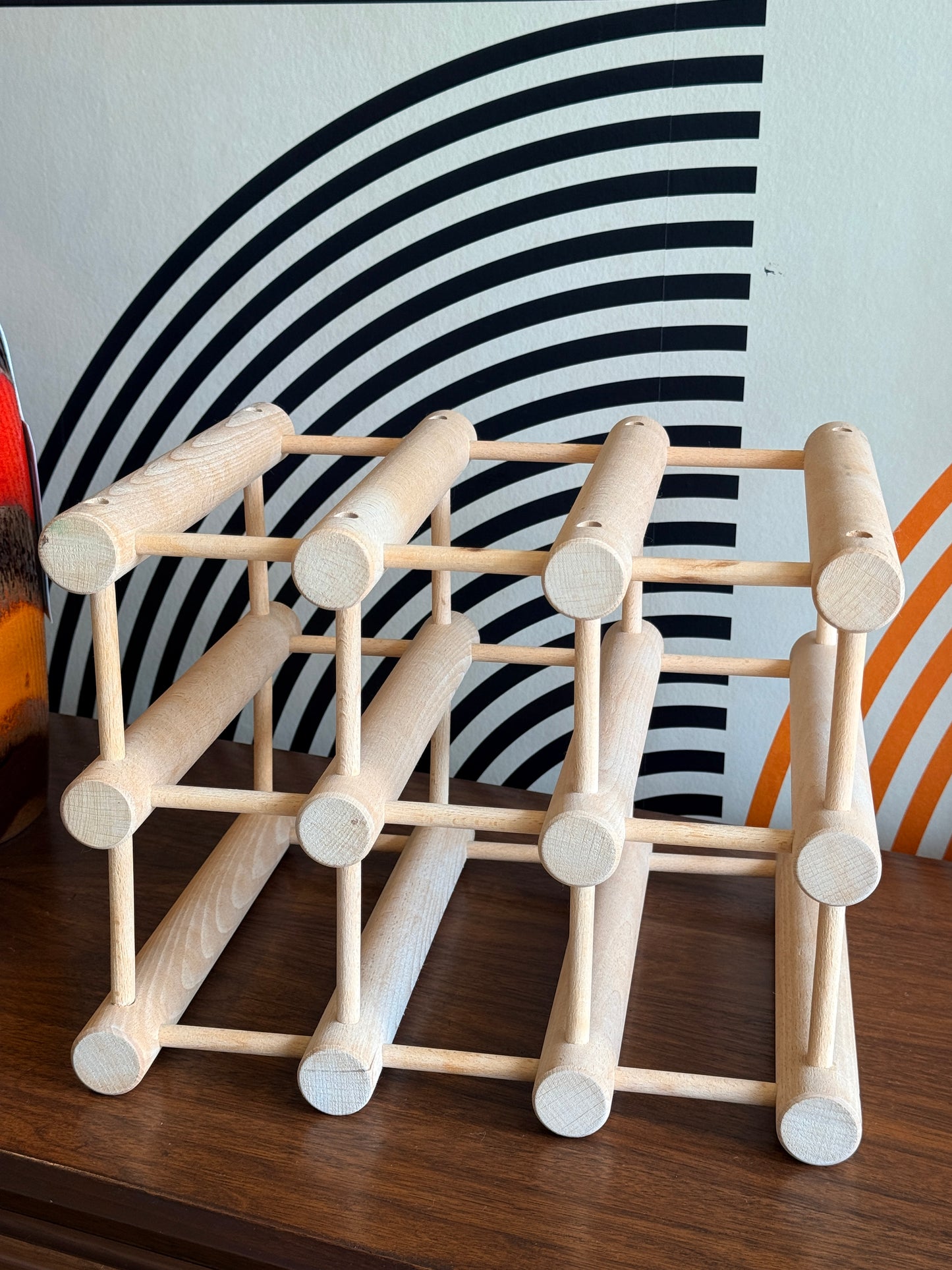 Vintage Danish Wine Rack by Nissen Langaa in Beechwood