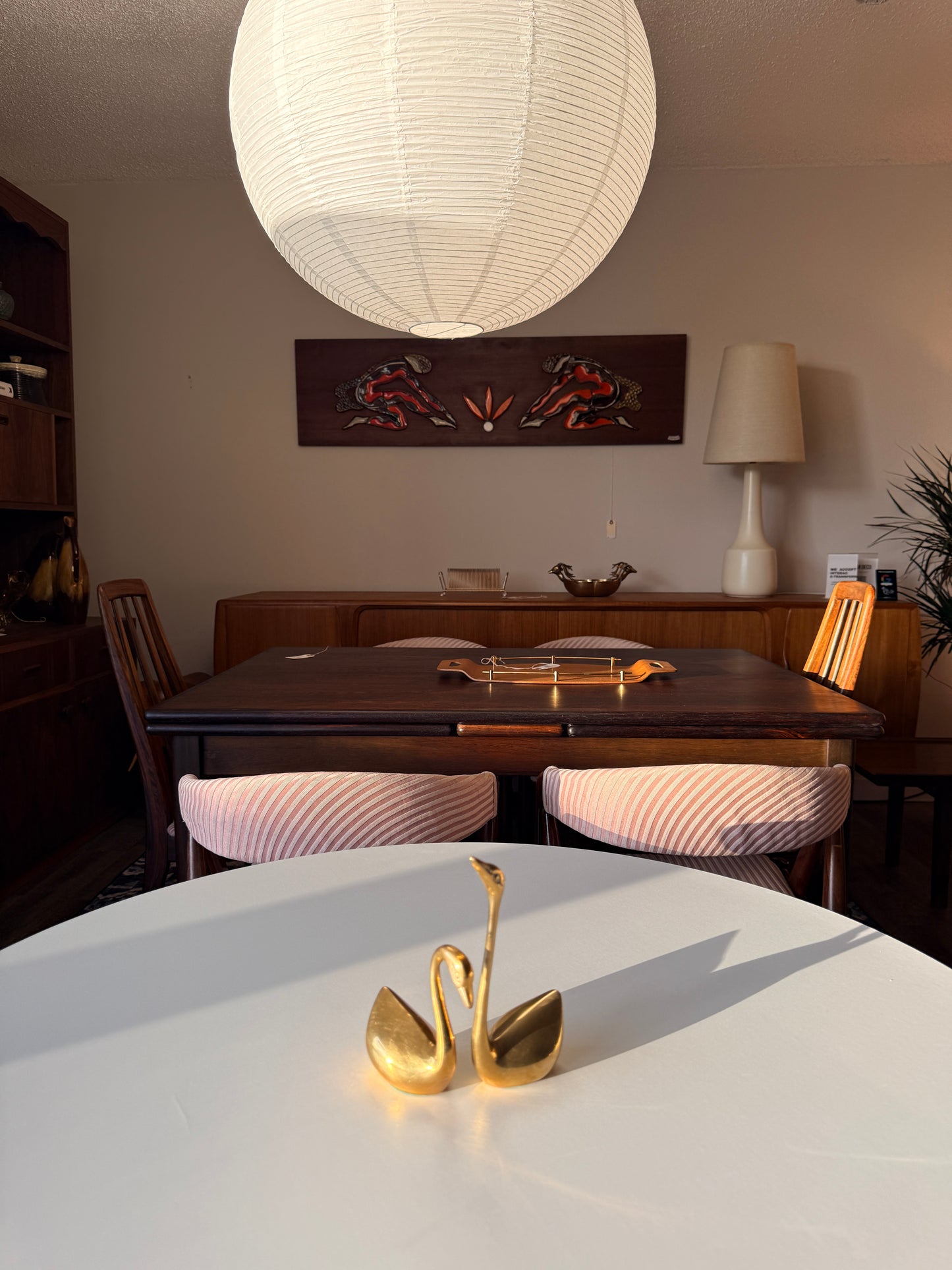 Small Vintage Brass Swans