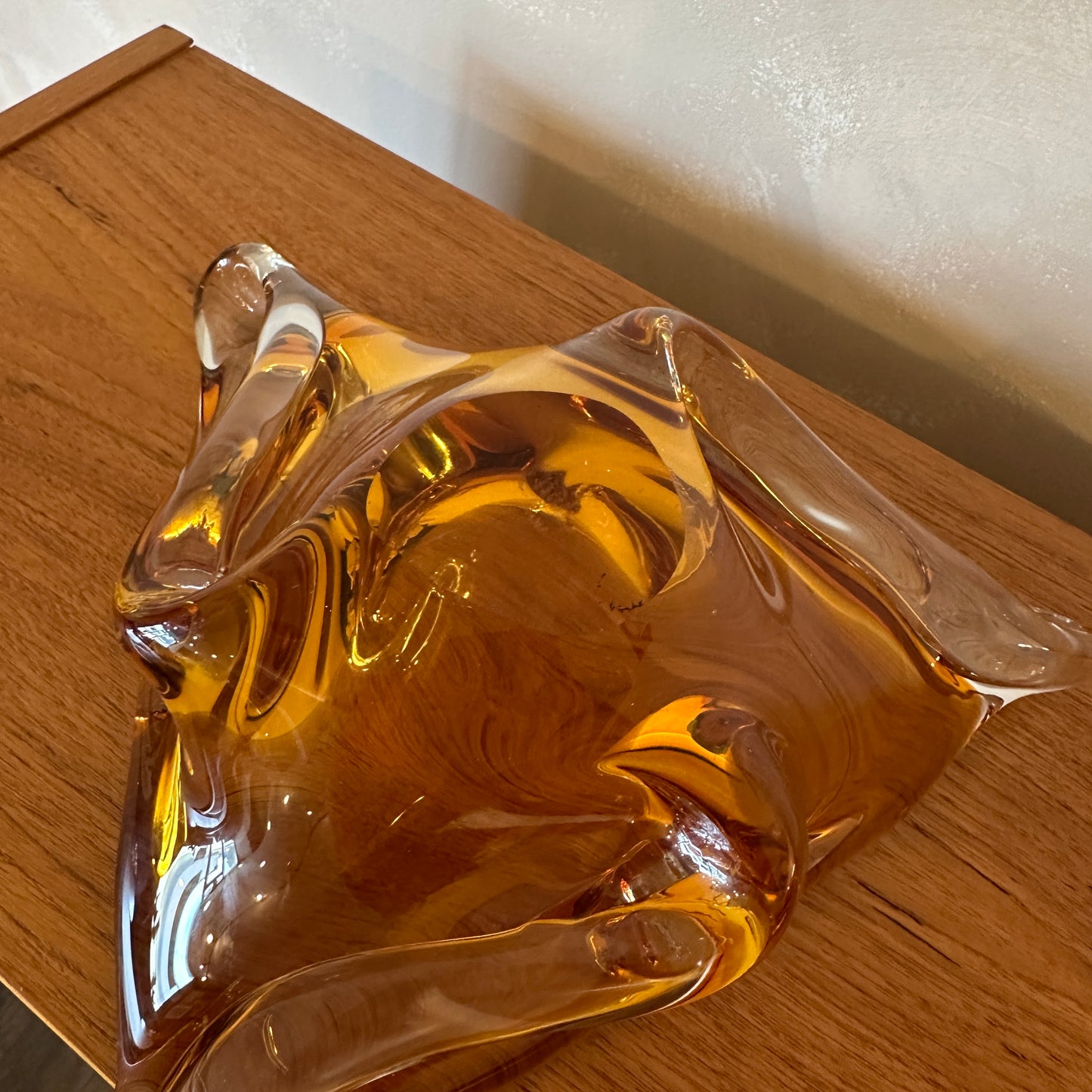 Vintage Chalet Triangular Glass Ashtray/Decorative Bowl