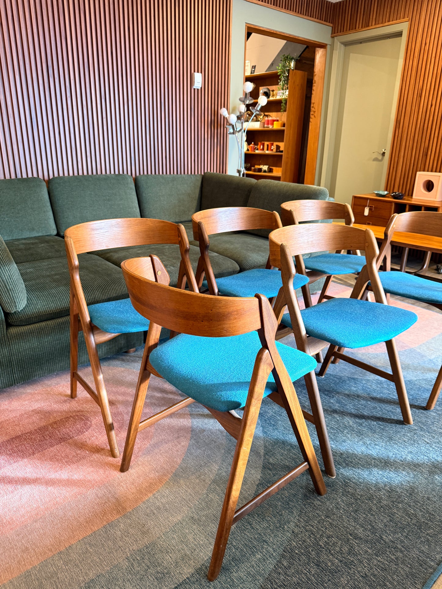 Set of 6 Teak A- Frame Dining Chairs