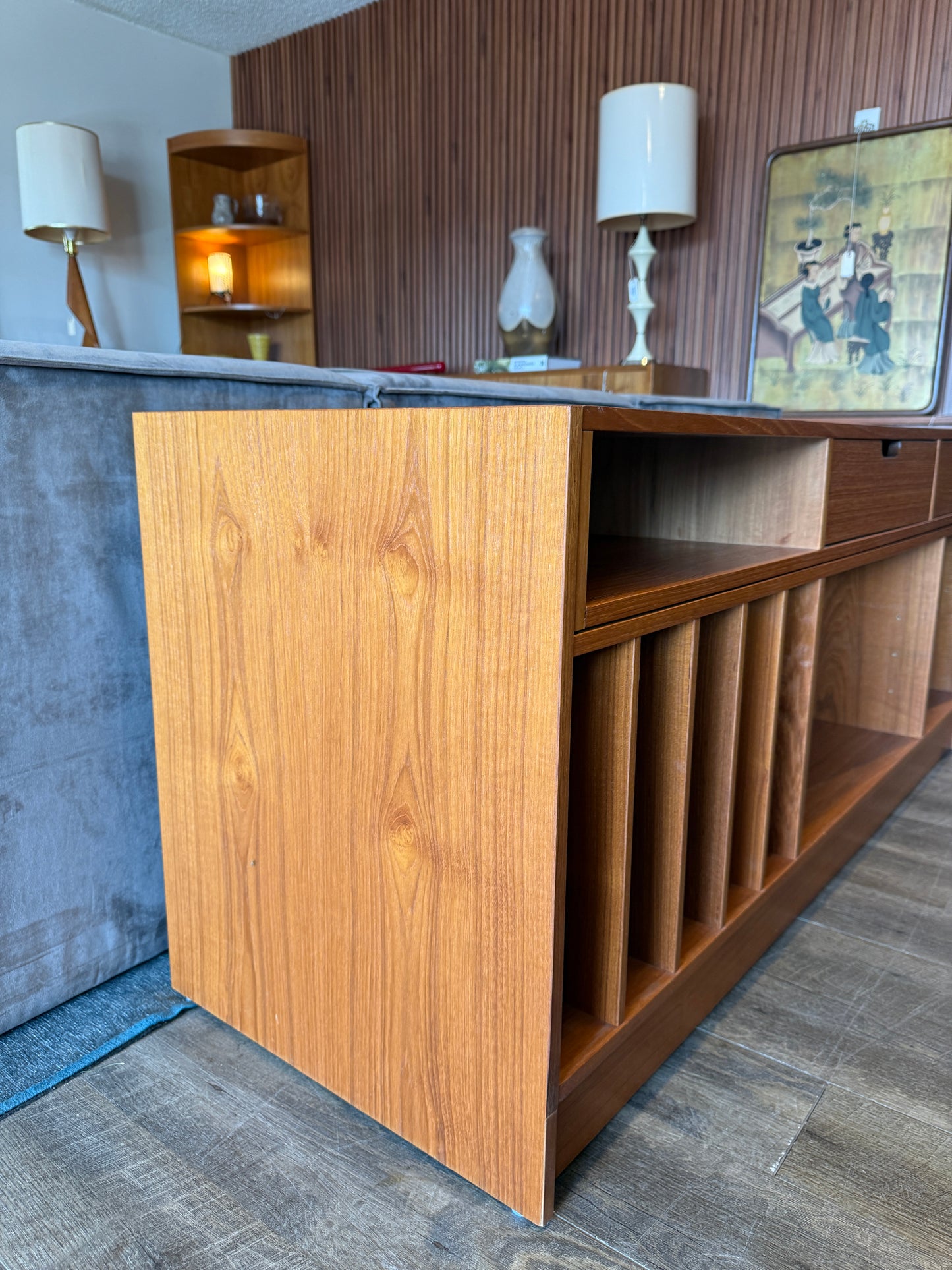 Vintage Teak Pull-out Cabinet with Two Drawers