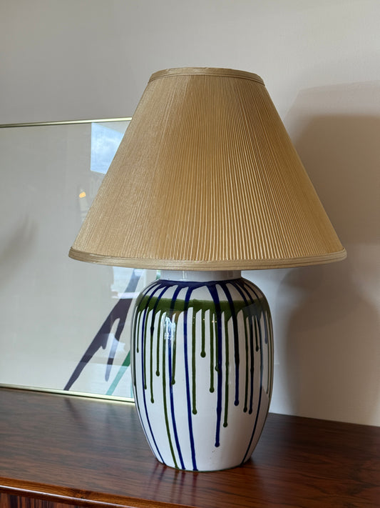 Vintage Blue and Green Drip Glazed Table Lamp