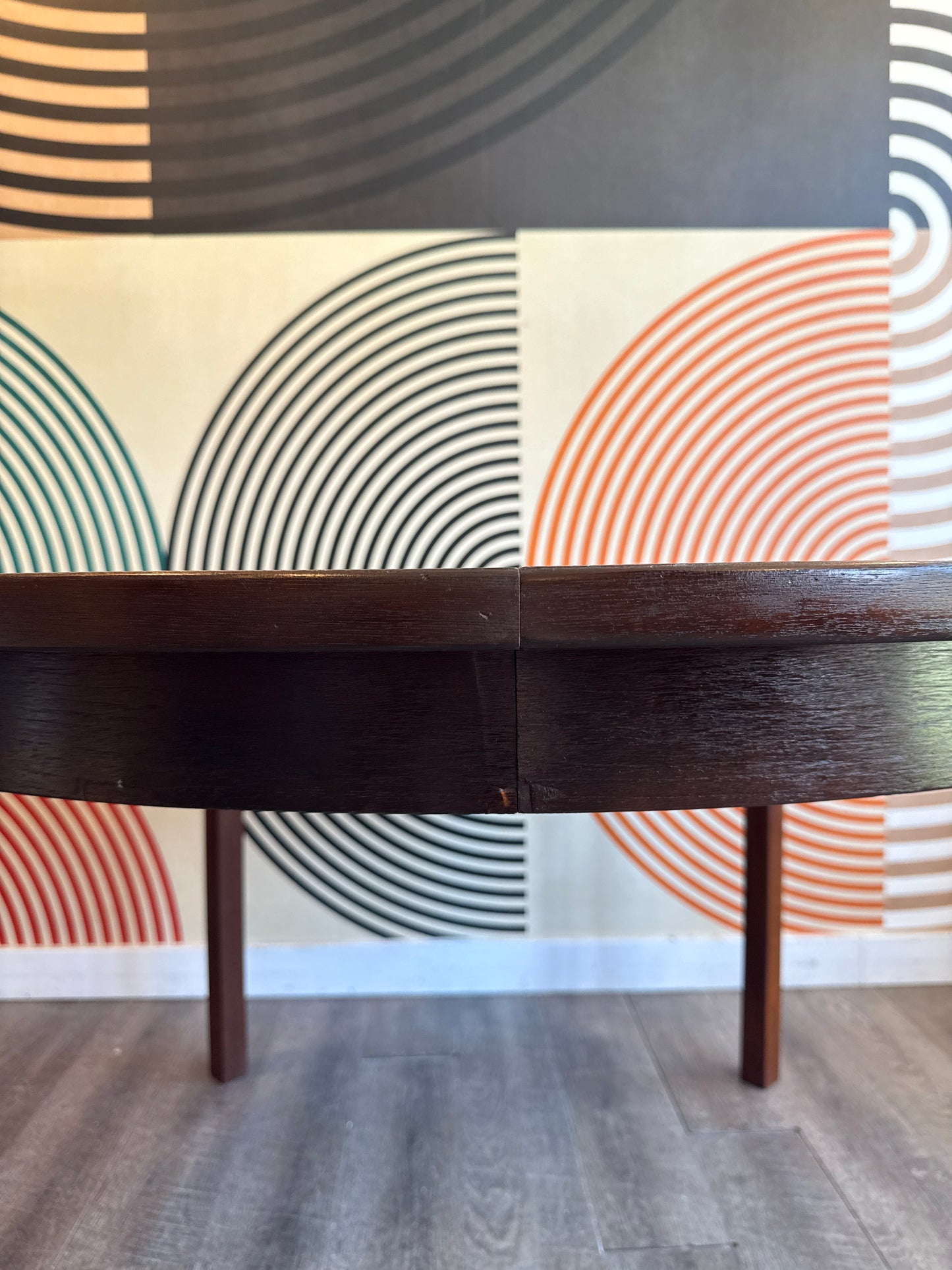 Vintage Round Walnut Dining Table