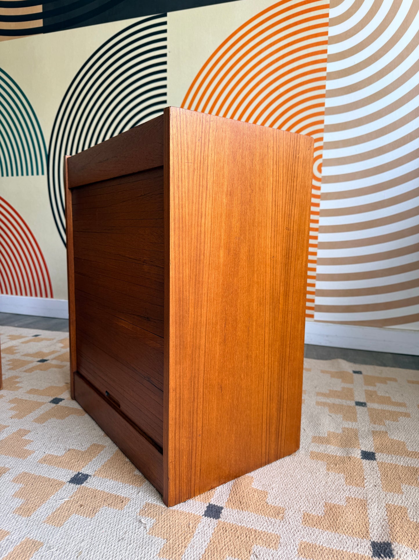 Pair of Teak Tambour Door Cabinets