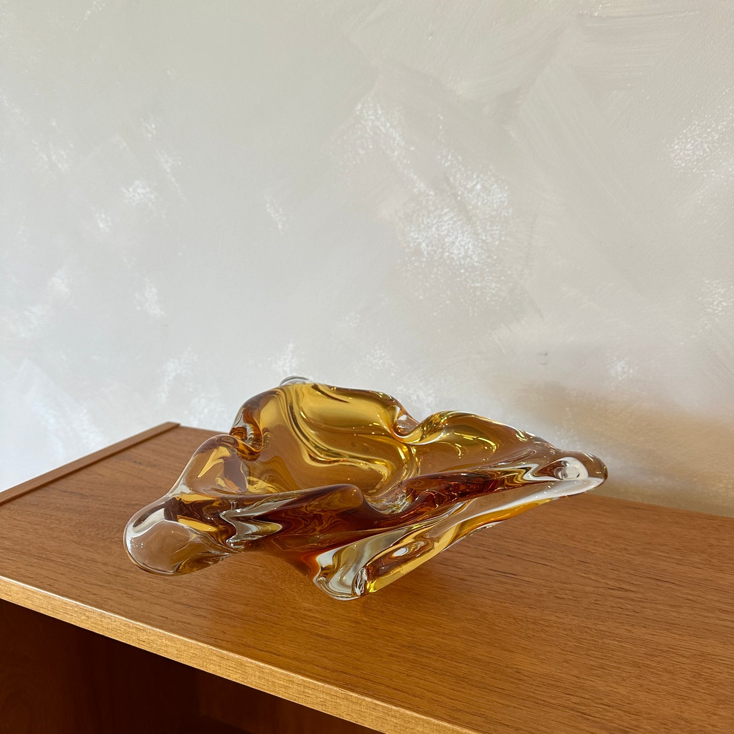 Vintage Chalet Triangular Glass Ashtray/Decorative Bowl