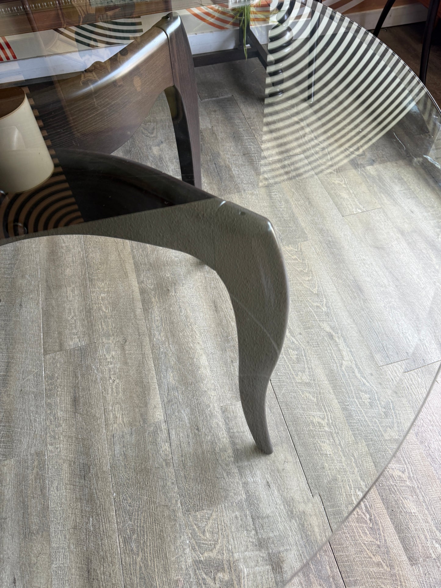 Contemporary Round Glass Table with Sculptural Base by A. Sibau Domitalia