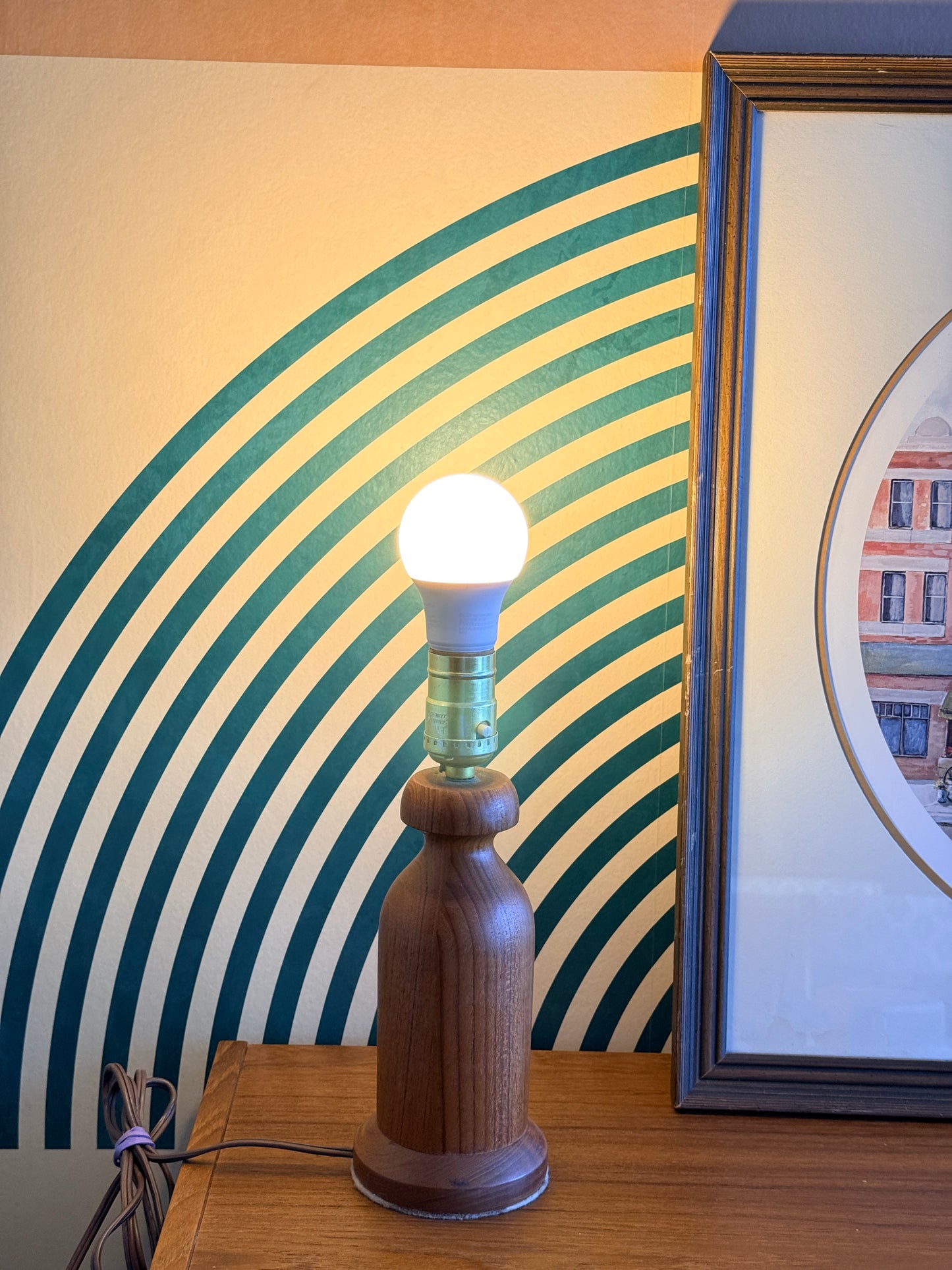 Vintage Solid Teak Table Lamp