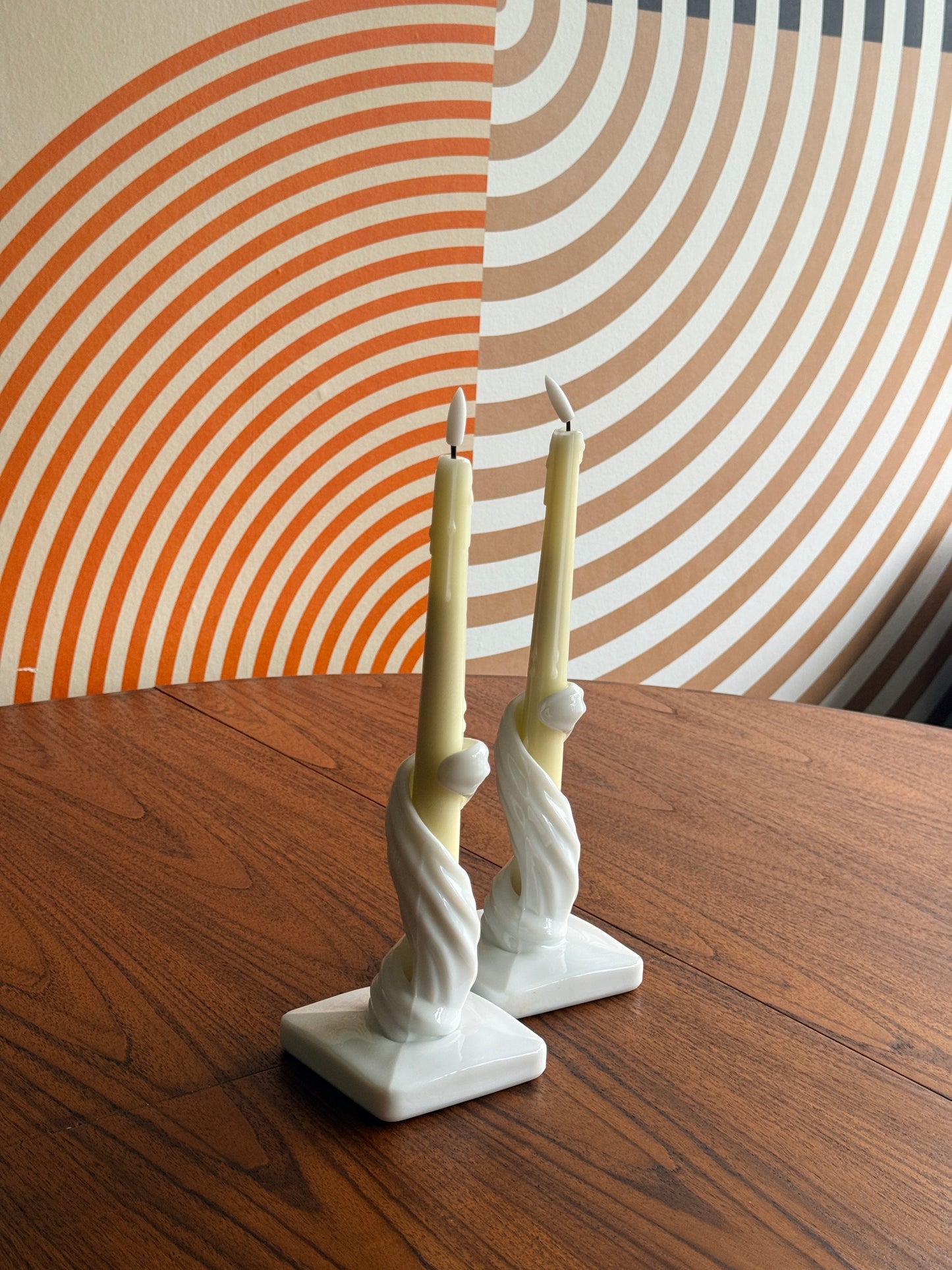 Vintage 1960's Westmoreland Milk Glass Spiral Candle Holders