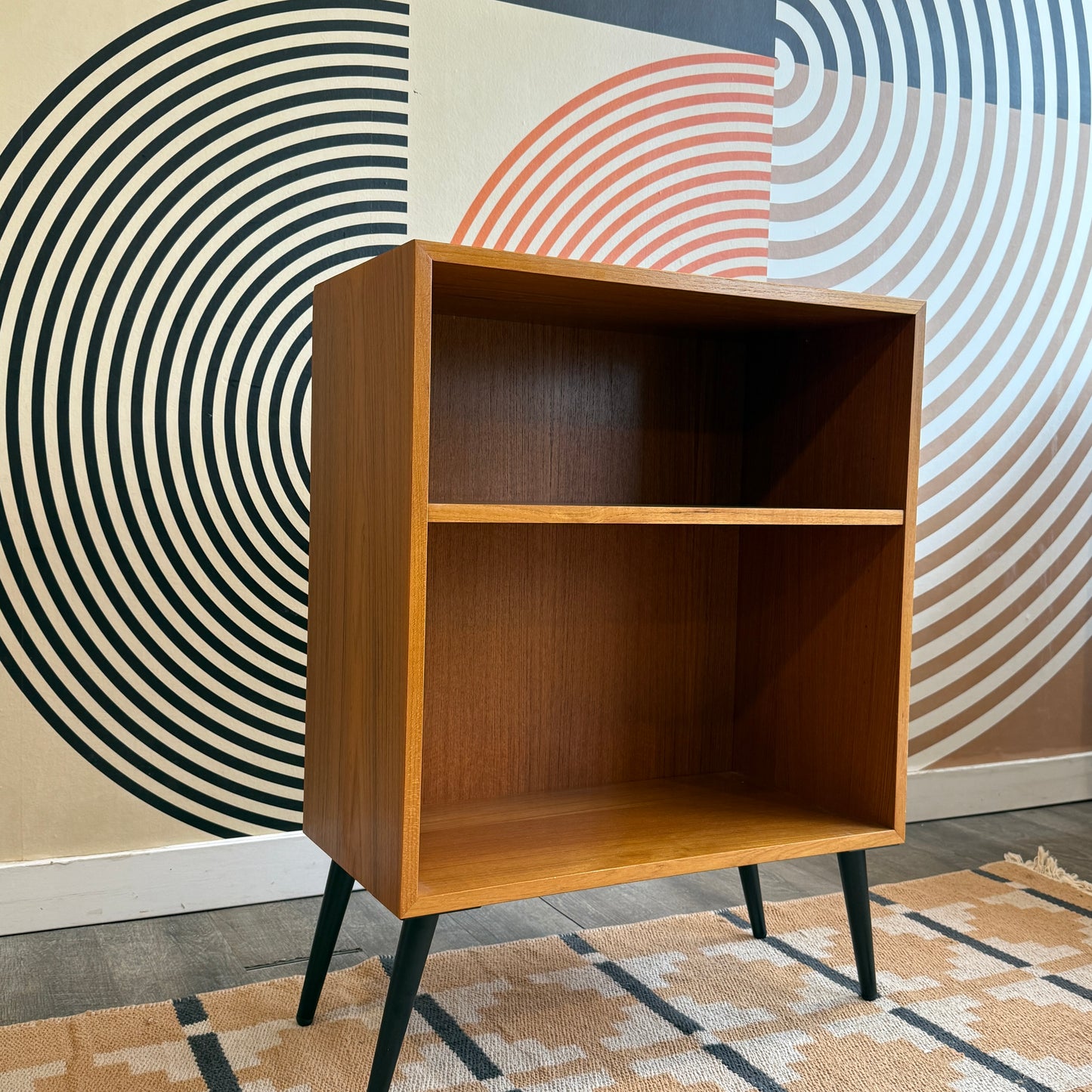 Small Teak Bookcase on Metal Legs