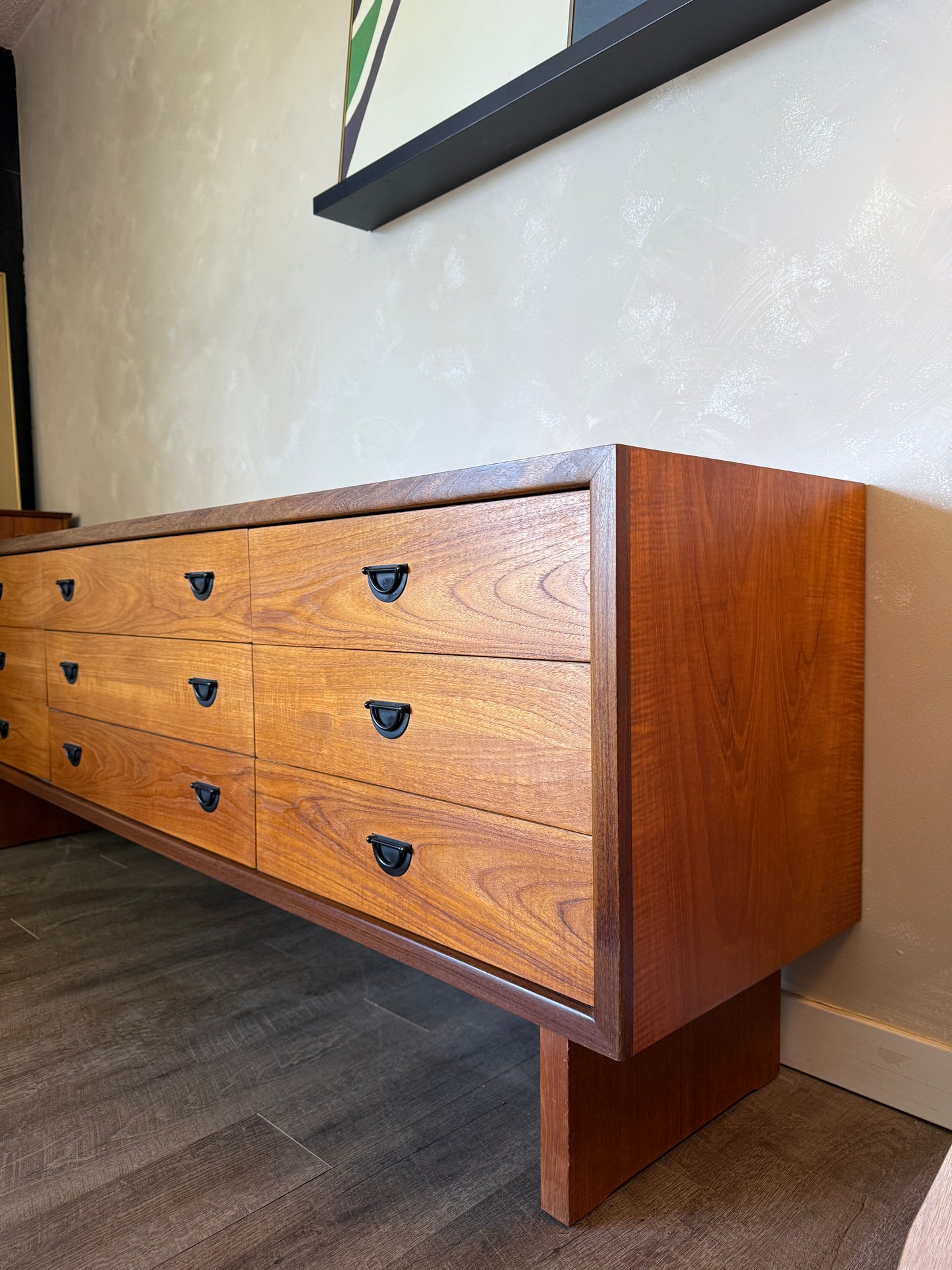 RS Associates Teak 9 Drawer Dresser