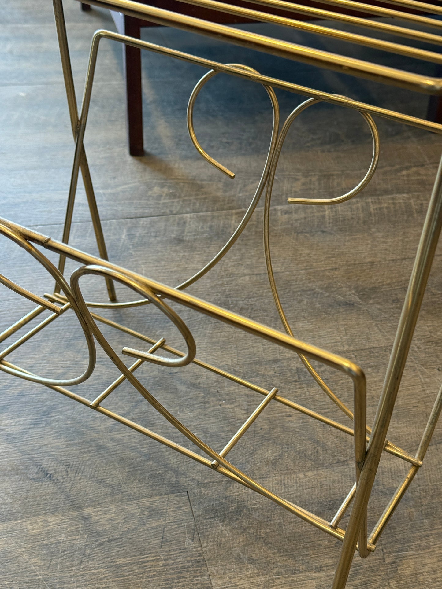 Vintage Gold Tone Ashtray with a Magazine Rack