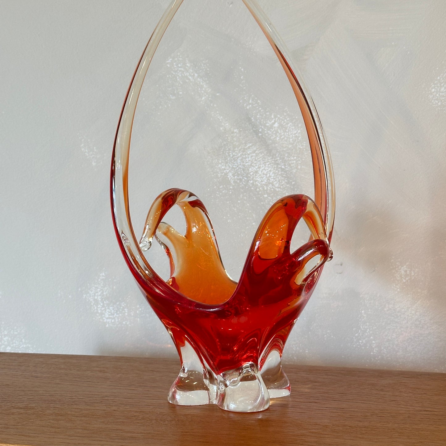 Vintage Chalet Red/Orange Glass Basket