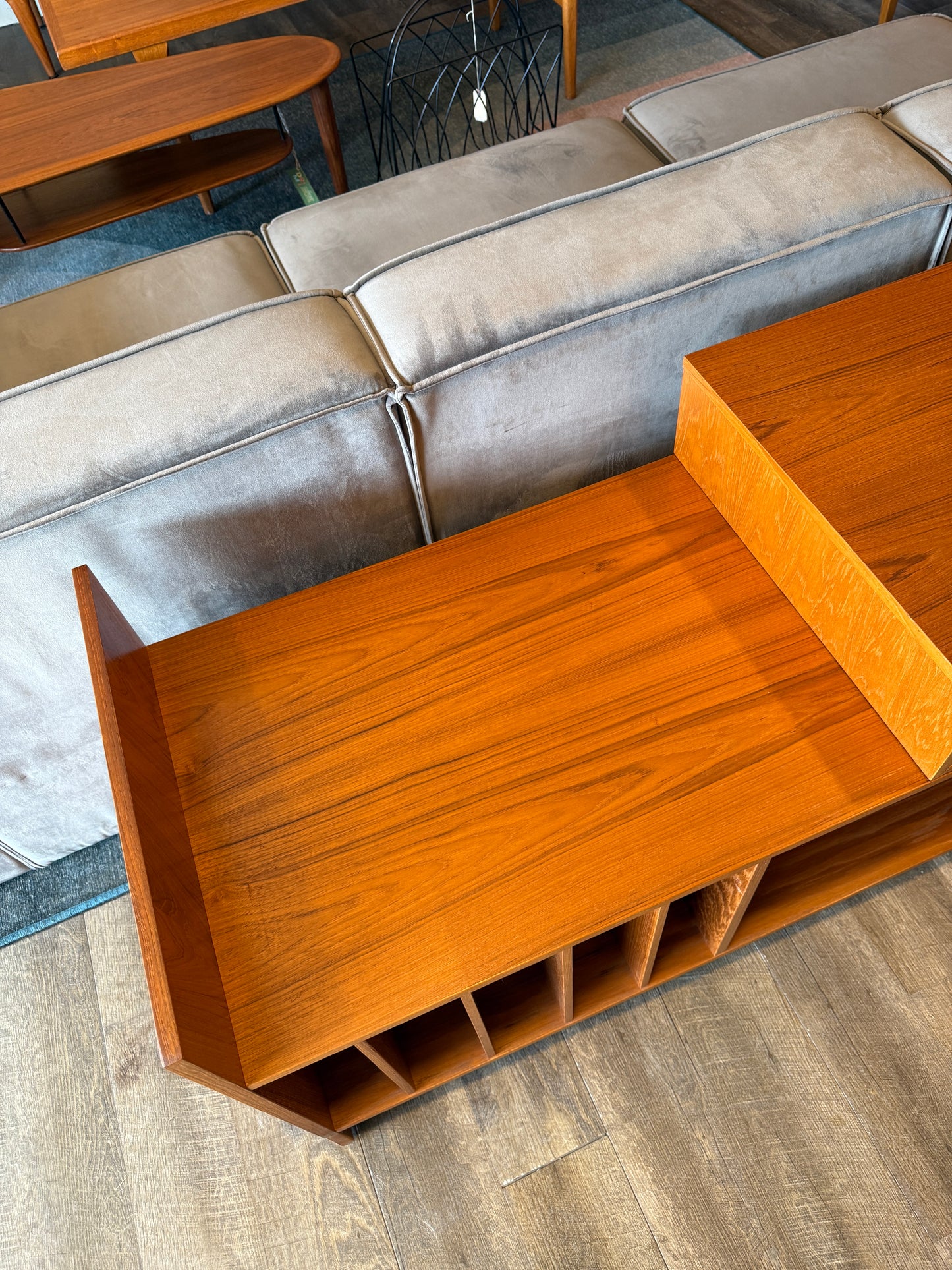Vintage Teak Pull-out Cabinet with Two Drawers