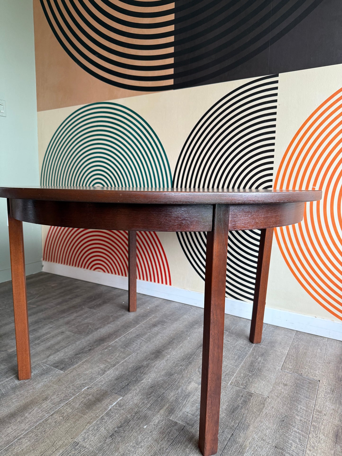 Vintage Round Walnut Dining Table