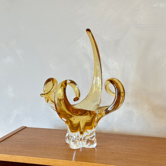 Vintage Amber Chalet Glass Bowl