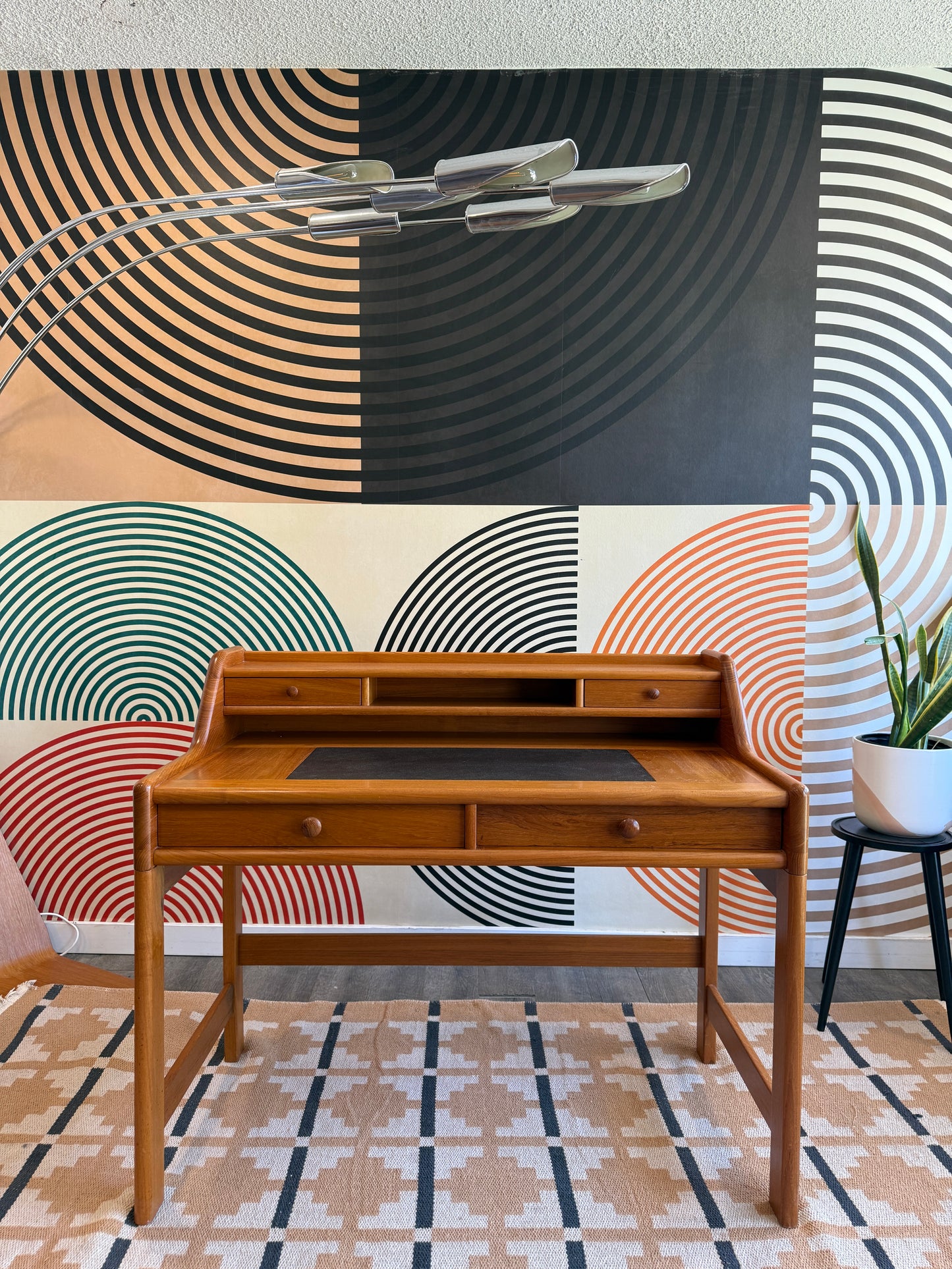Danish Solid Teak Desk by John Mortensen for Dyrlund