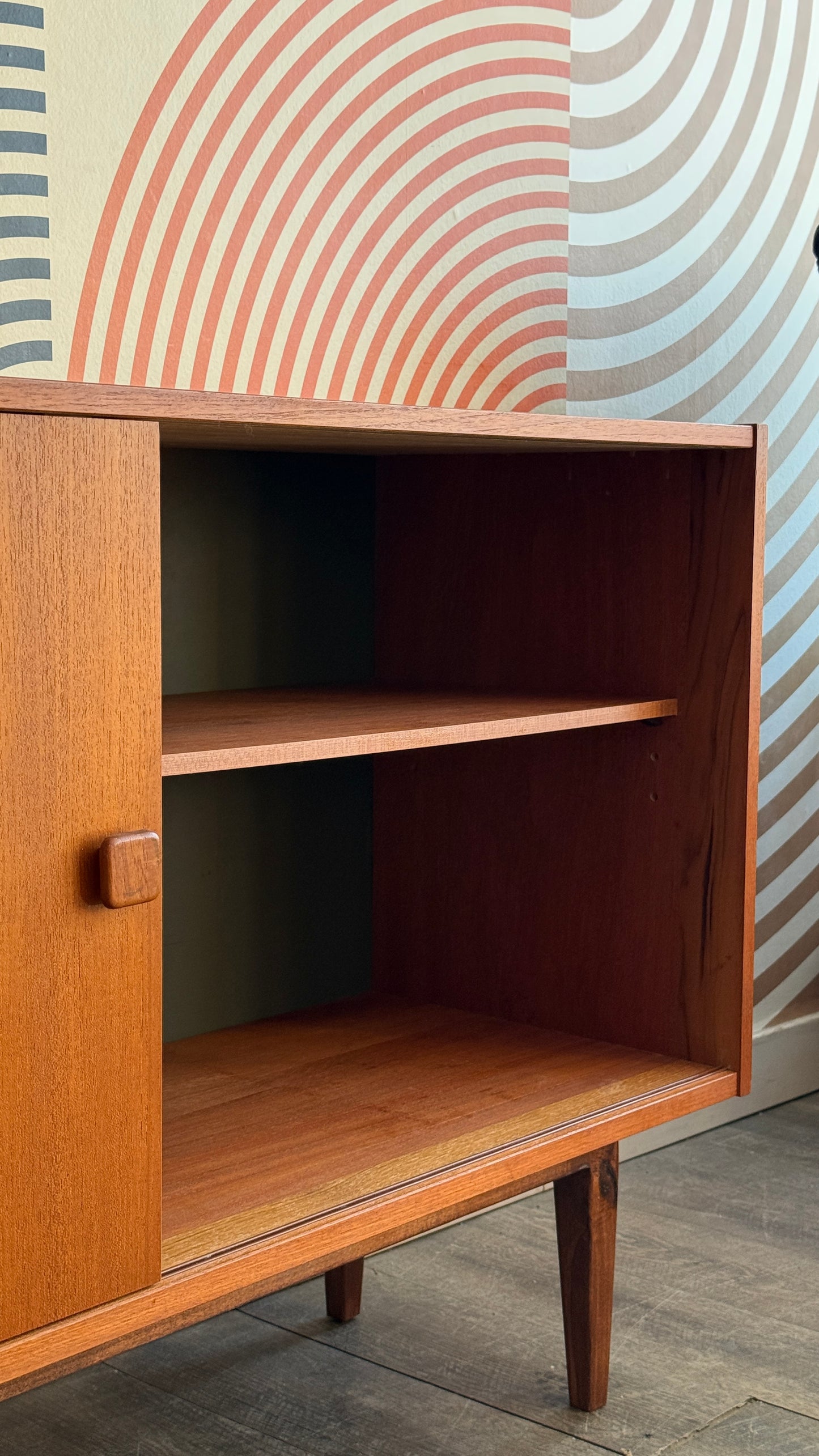 Petite Vintage Teak Sideboard on Custom Base