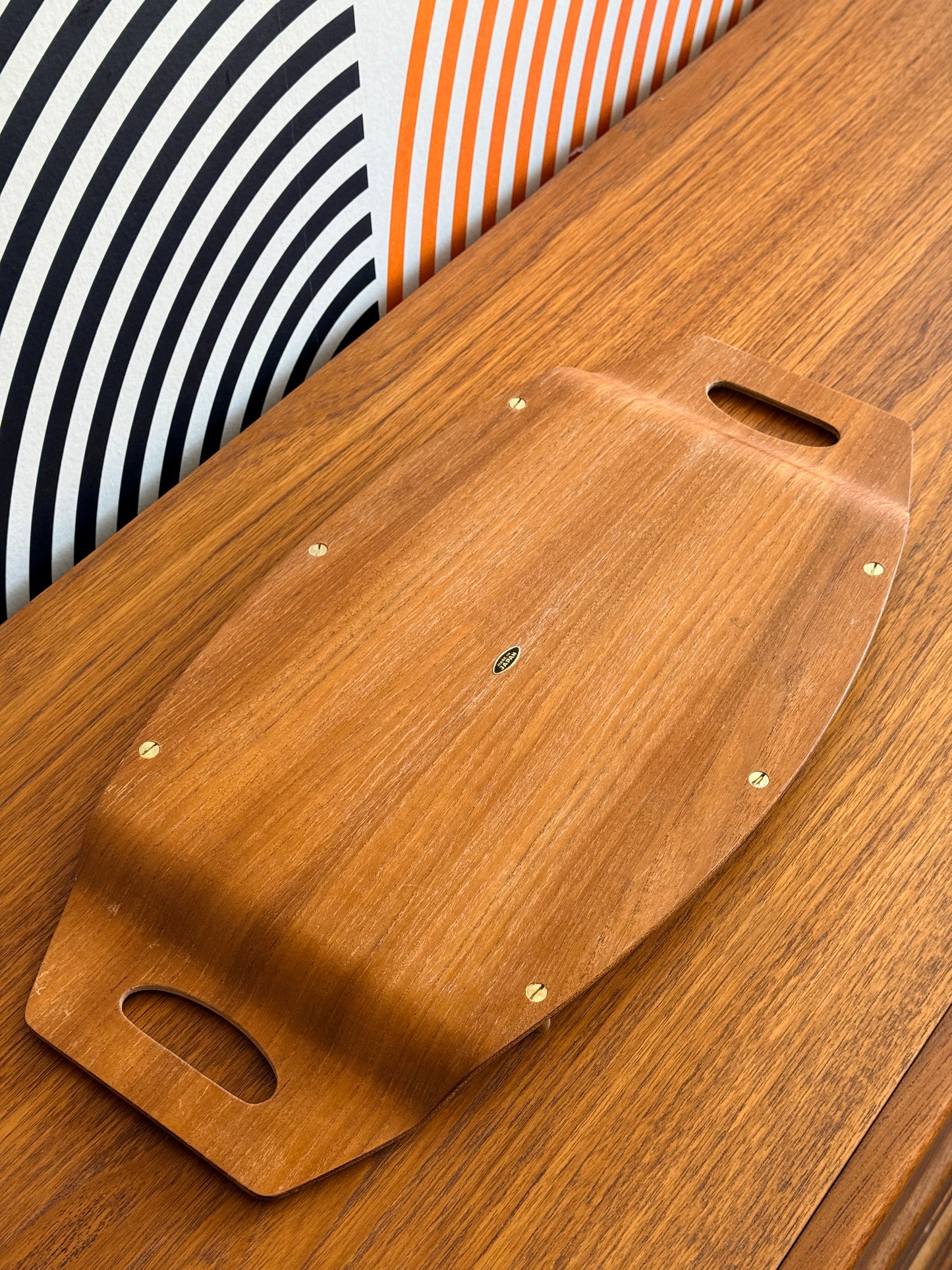Vintage Japanese Bentwood Teak Tray