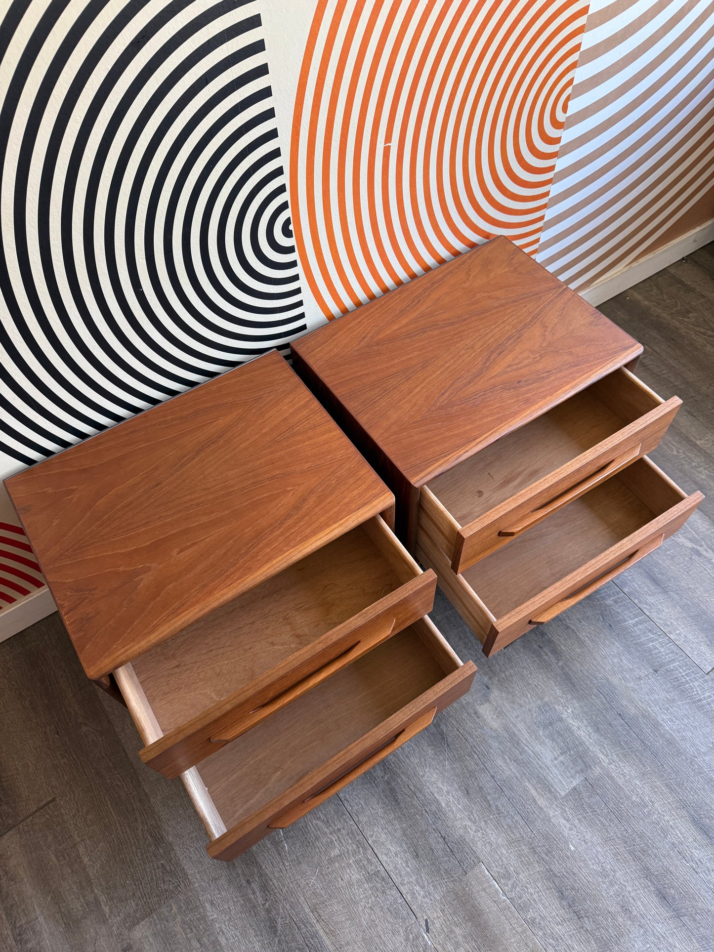 Pair of Teak Nightstand Tables
