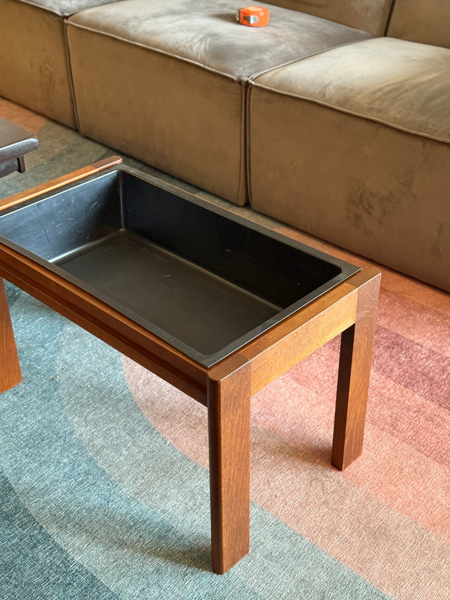 Vintage Solid Teak Planter w/ Removable Insert