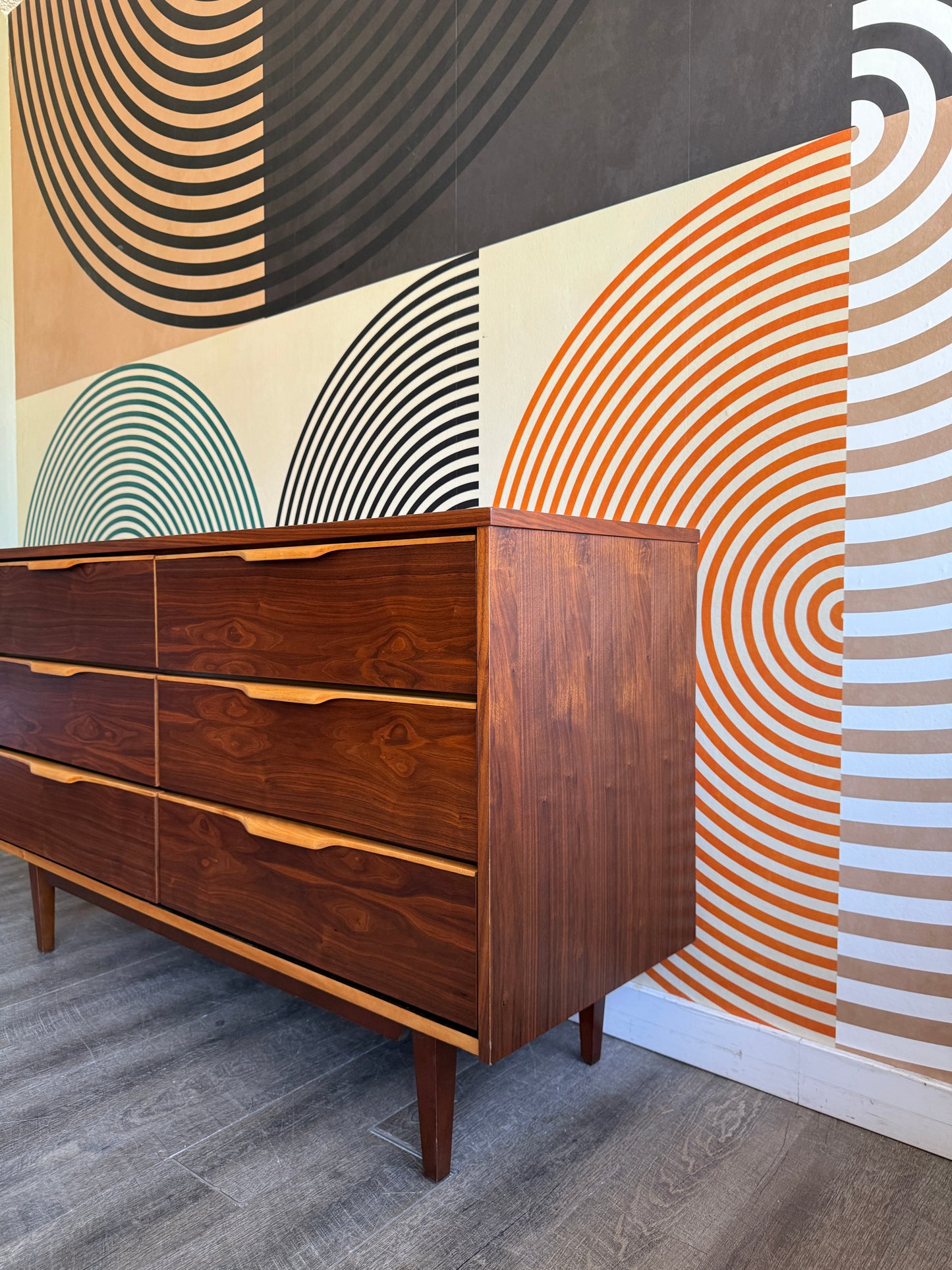 Vintage Vic-Art Walnut 6 Drawer Dresser