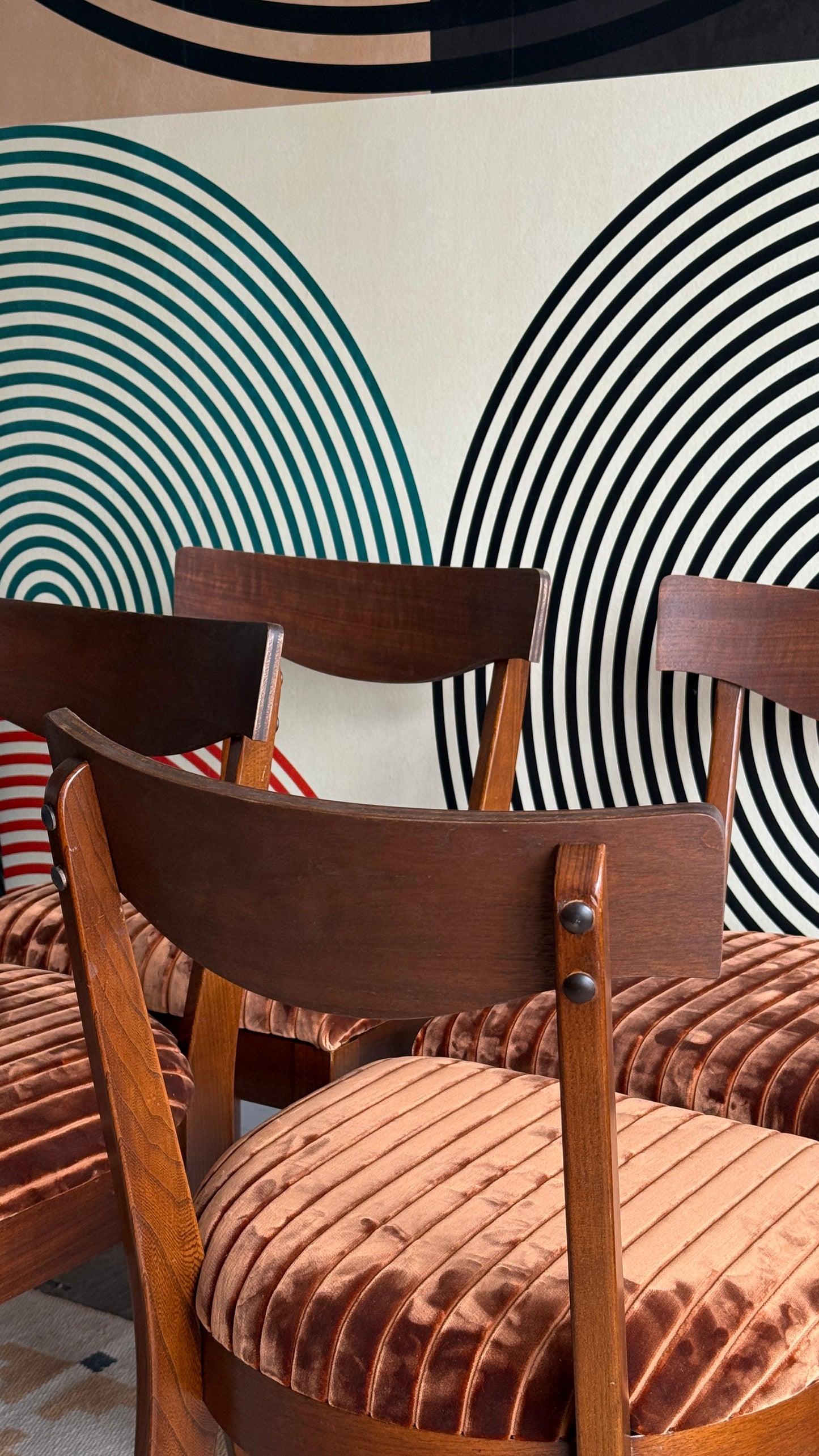 Set of 4 Vintage Walnut Dining Chairs (Reupholstered)