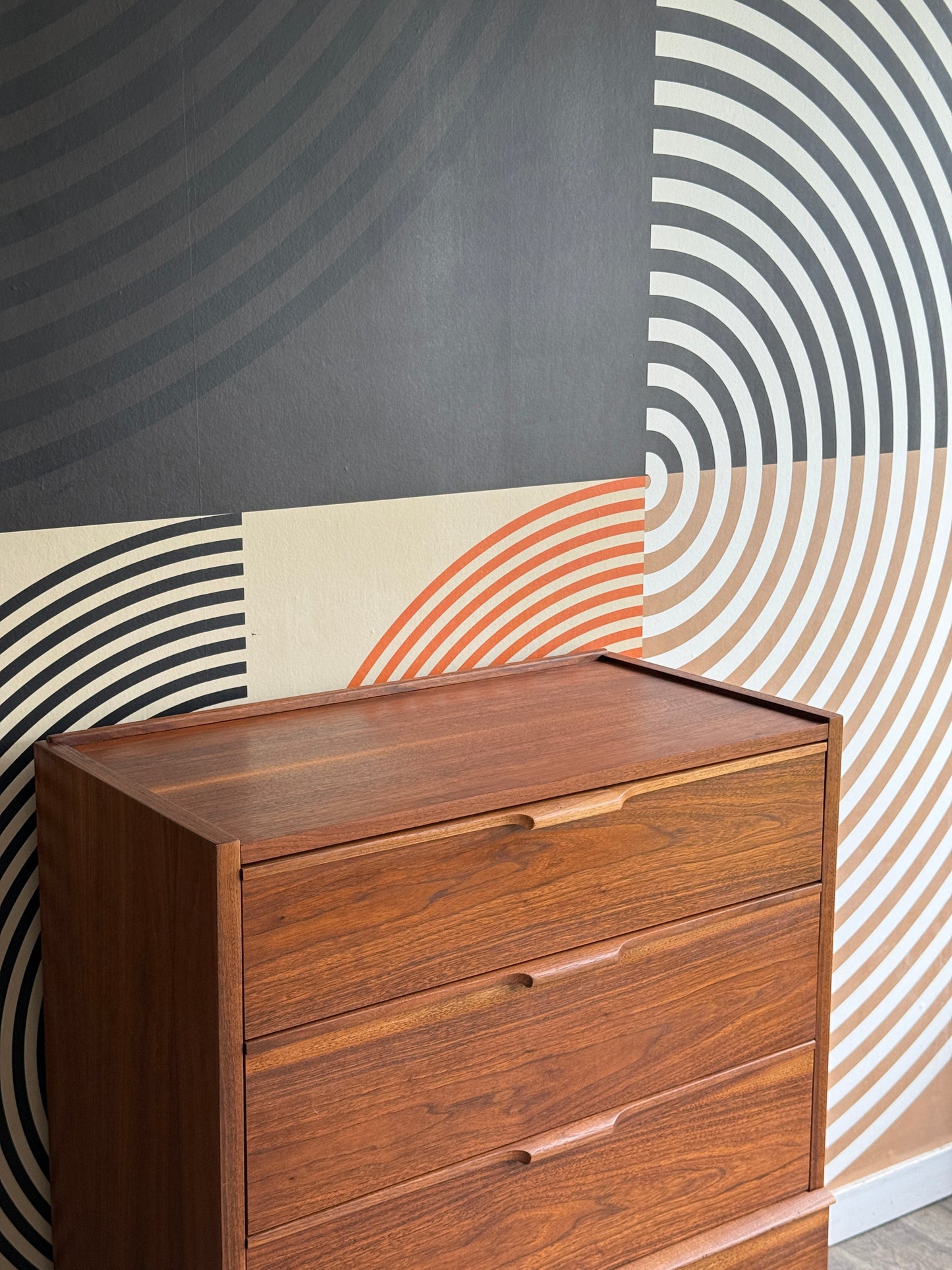 Vintage Walnut Tallboy Dresser
