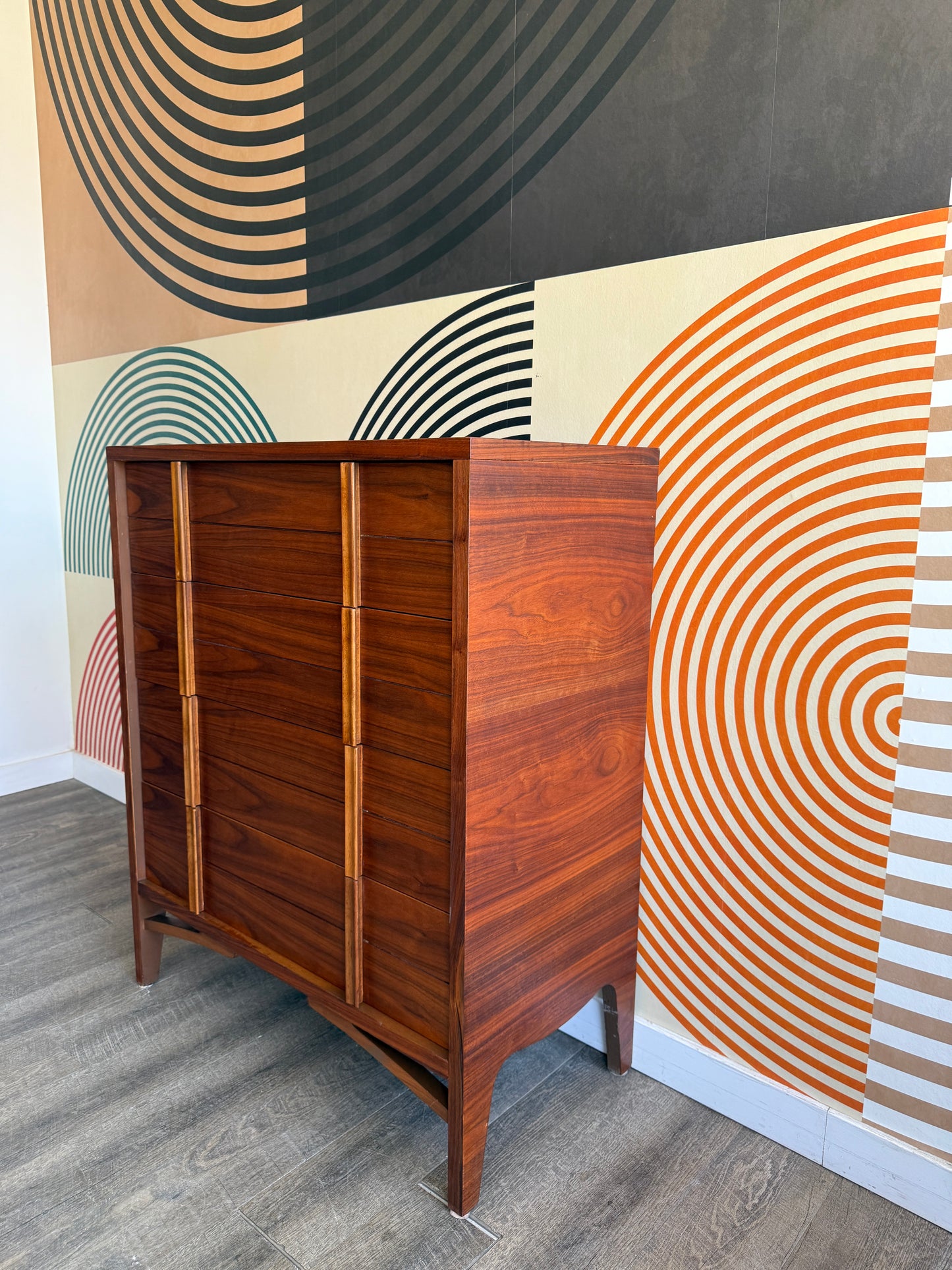 Vintage Walnut Tallboy Dresser