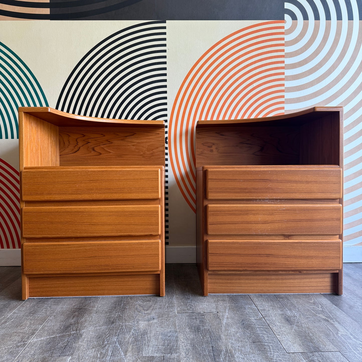 Pair of Teak Nightstand Tables