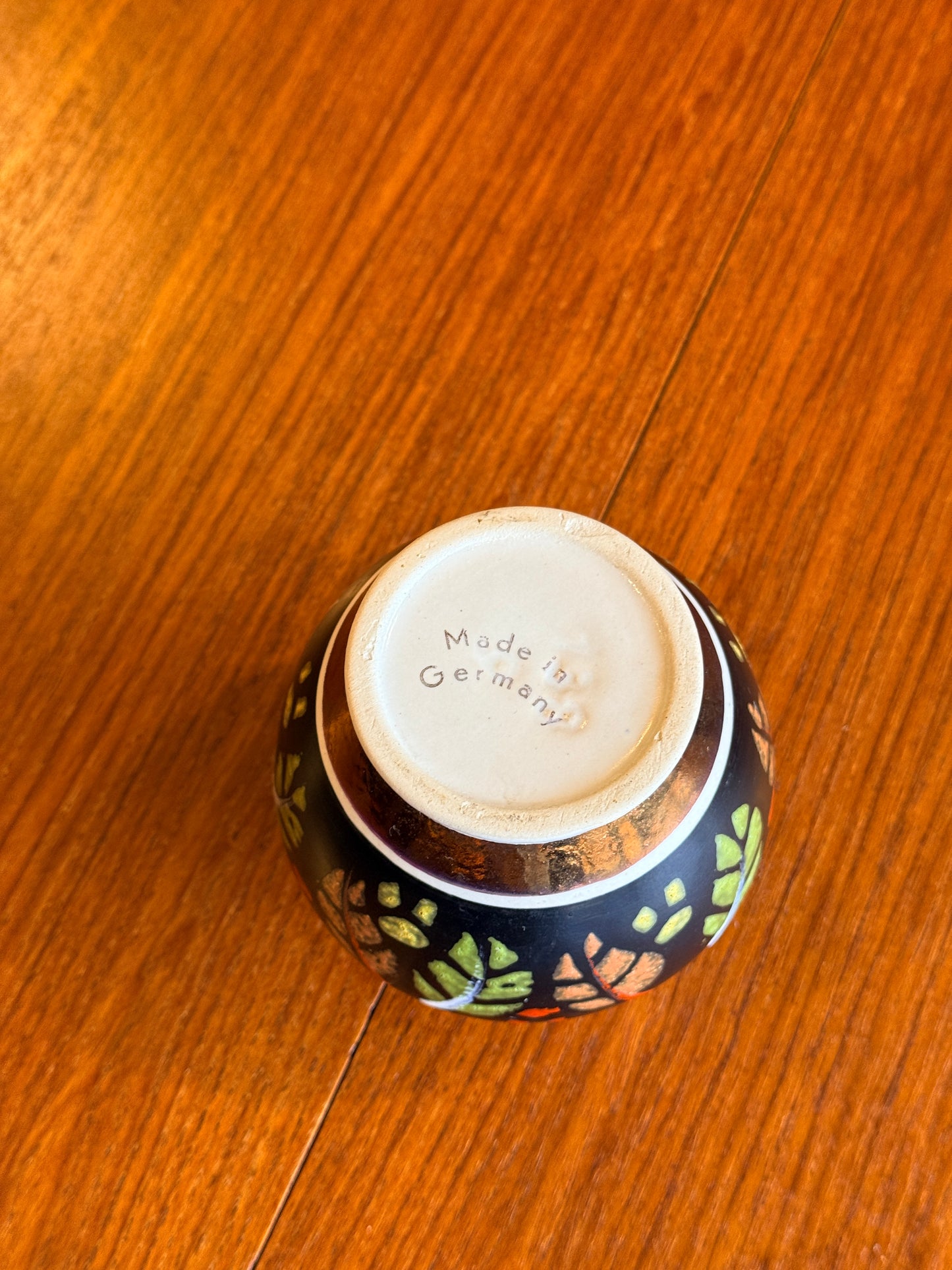 Mini Vintage West German Multi-Coloured Autumn Leaf Vase