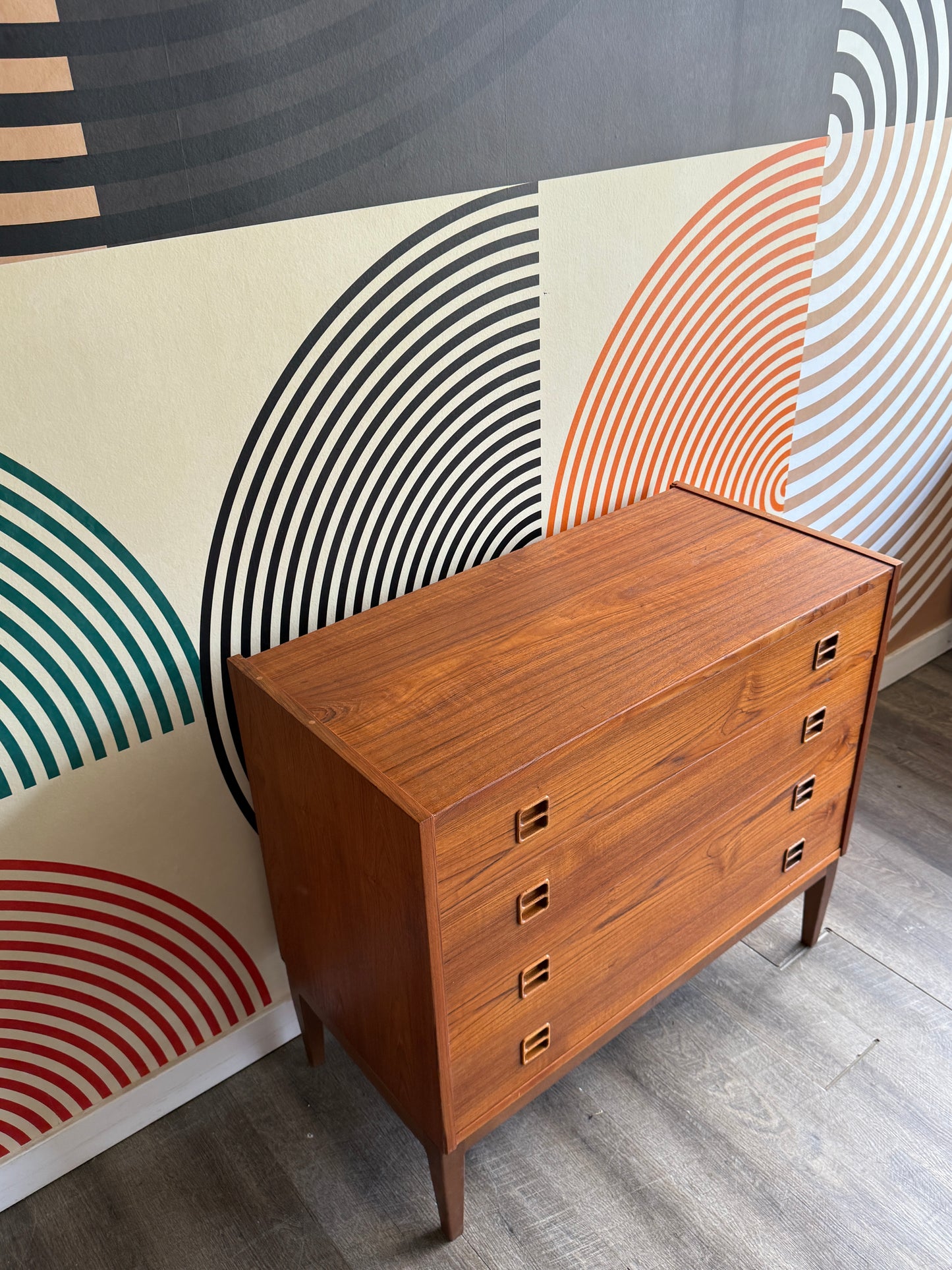 Vintage Teak Chest of Drawers on Custom Base