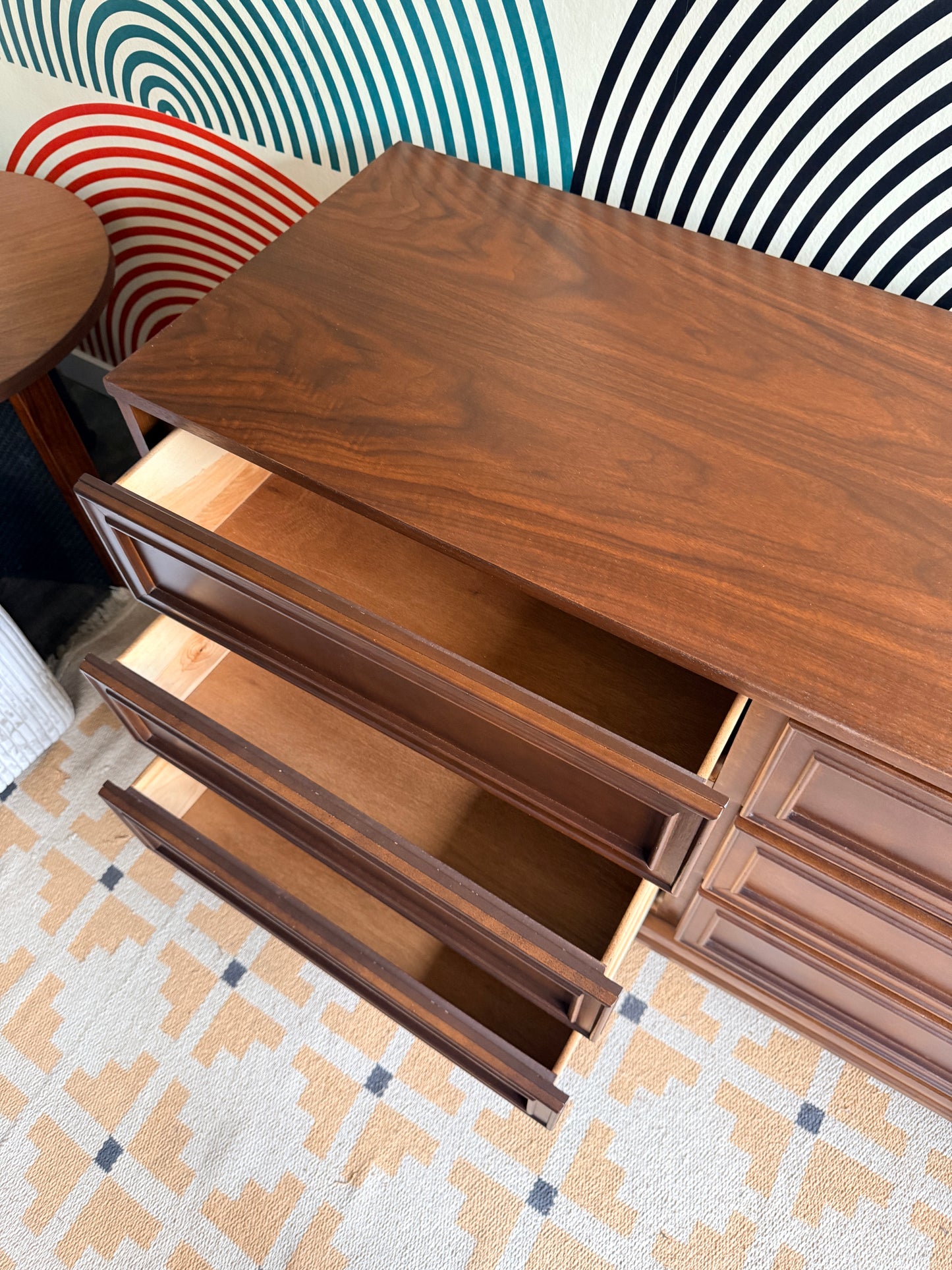 Vintage Walnut 9 Drawer Dresser
