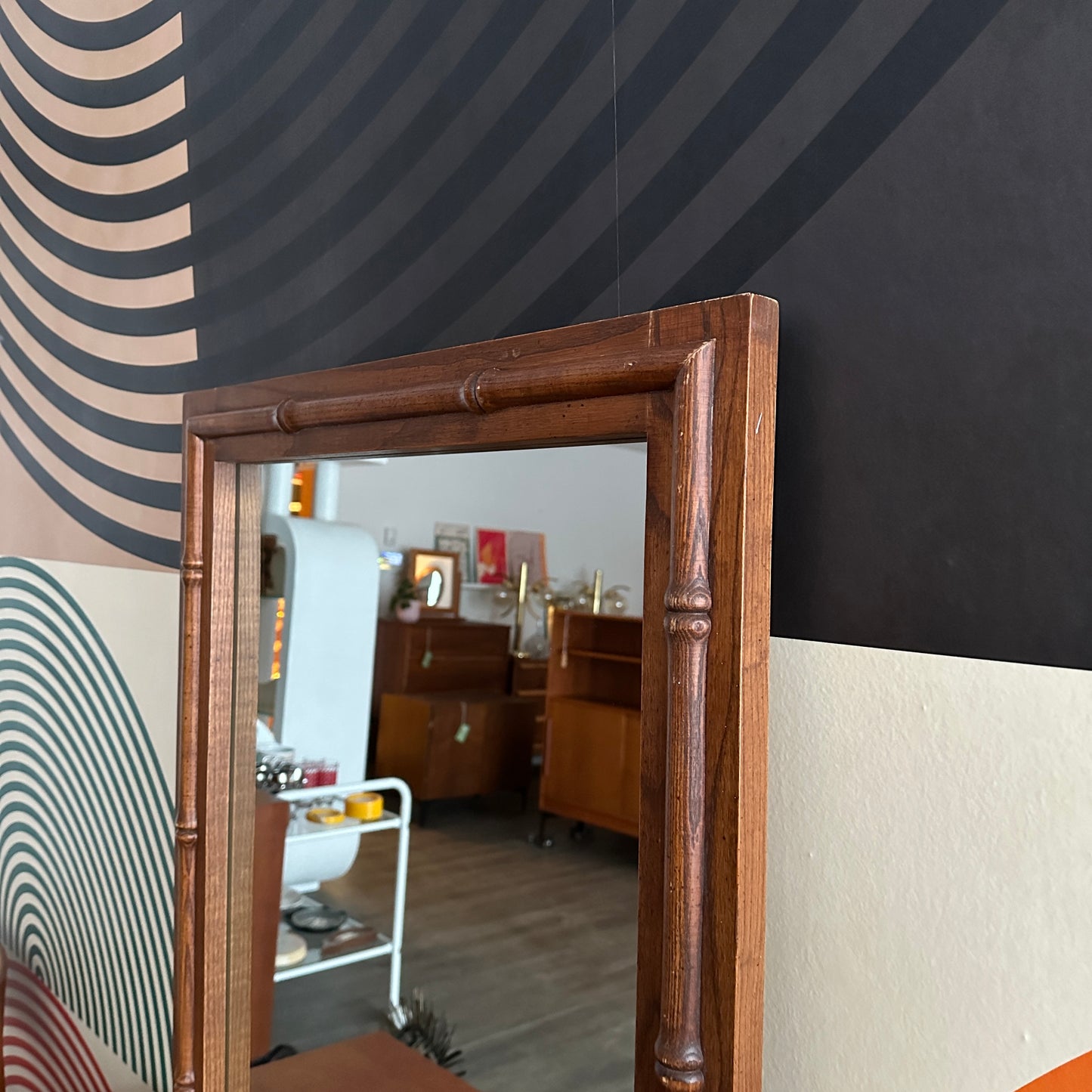 Vintage Solid Wood Bamboo Effect Mirror