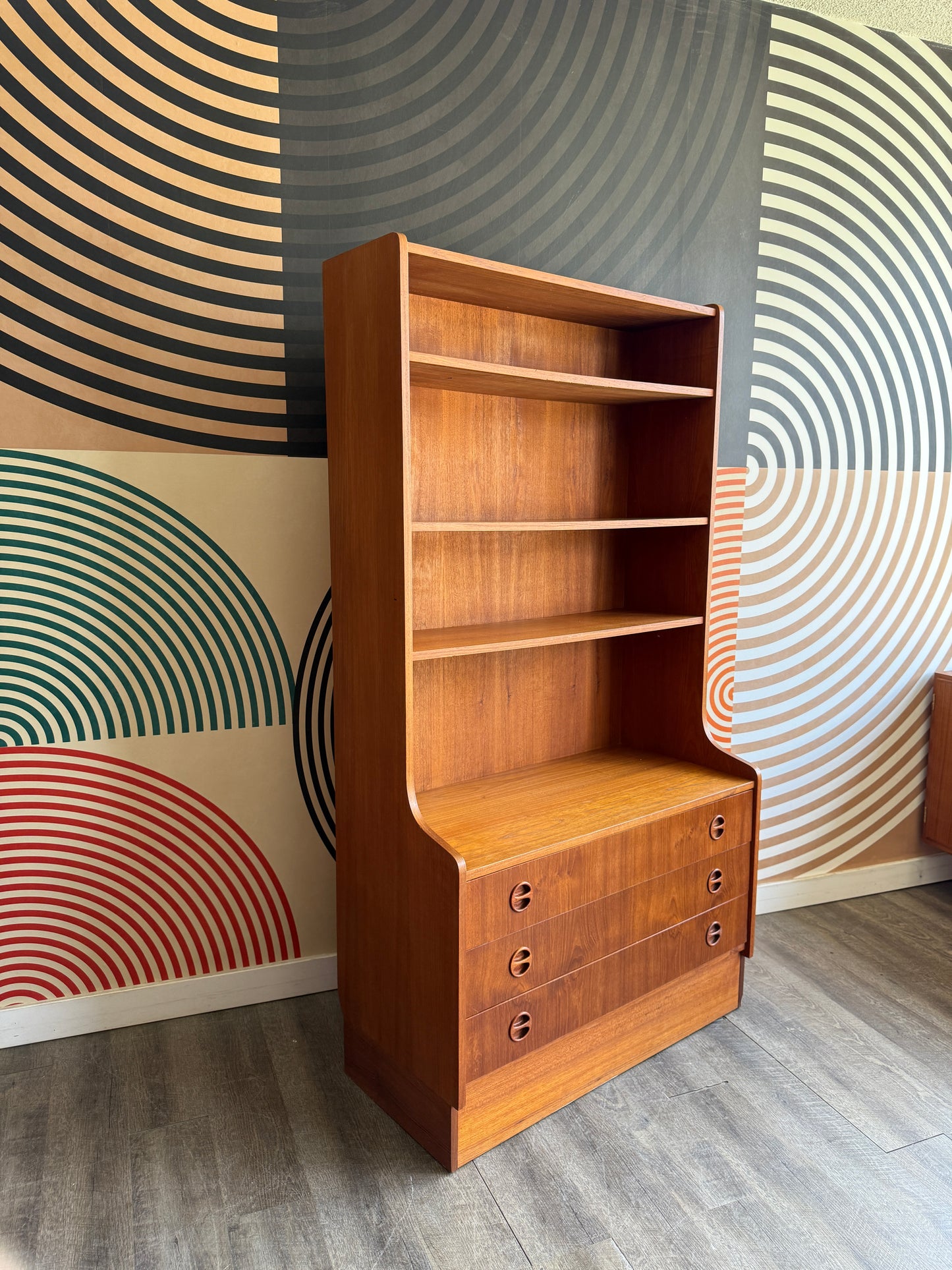 Vintage Teak Wall Unit with Drawers