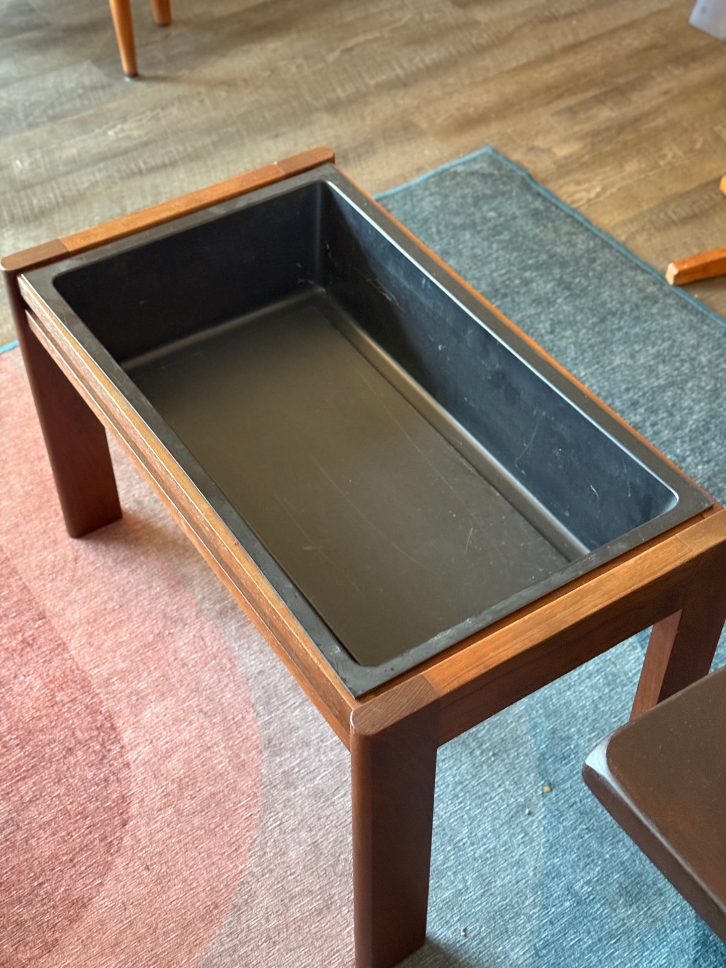 Vintage Solid Teak Planter w/ Removable Insert
