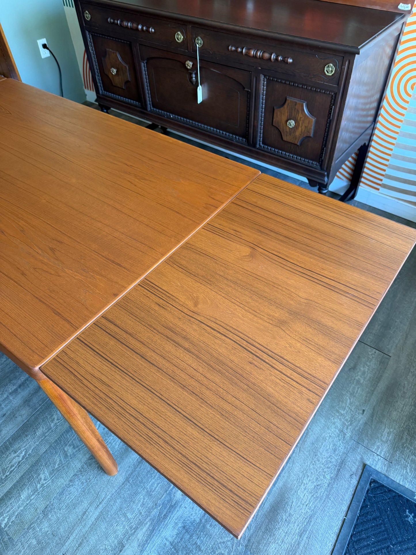 Danish Teak Draw Leaf Expanding Dining Table Henning Kjærnulf for Vejle Stole