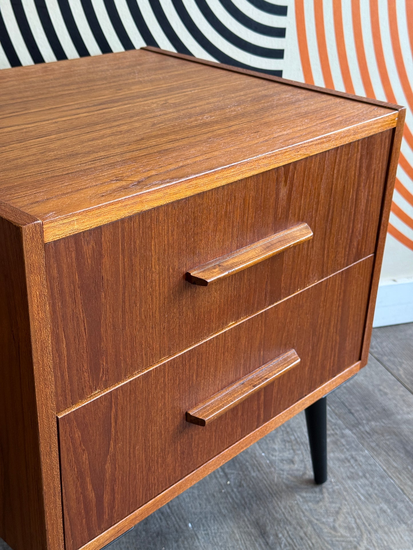 Single Teak Nighstand on Metal Legs