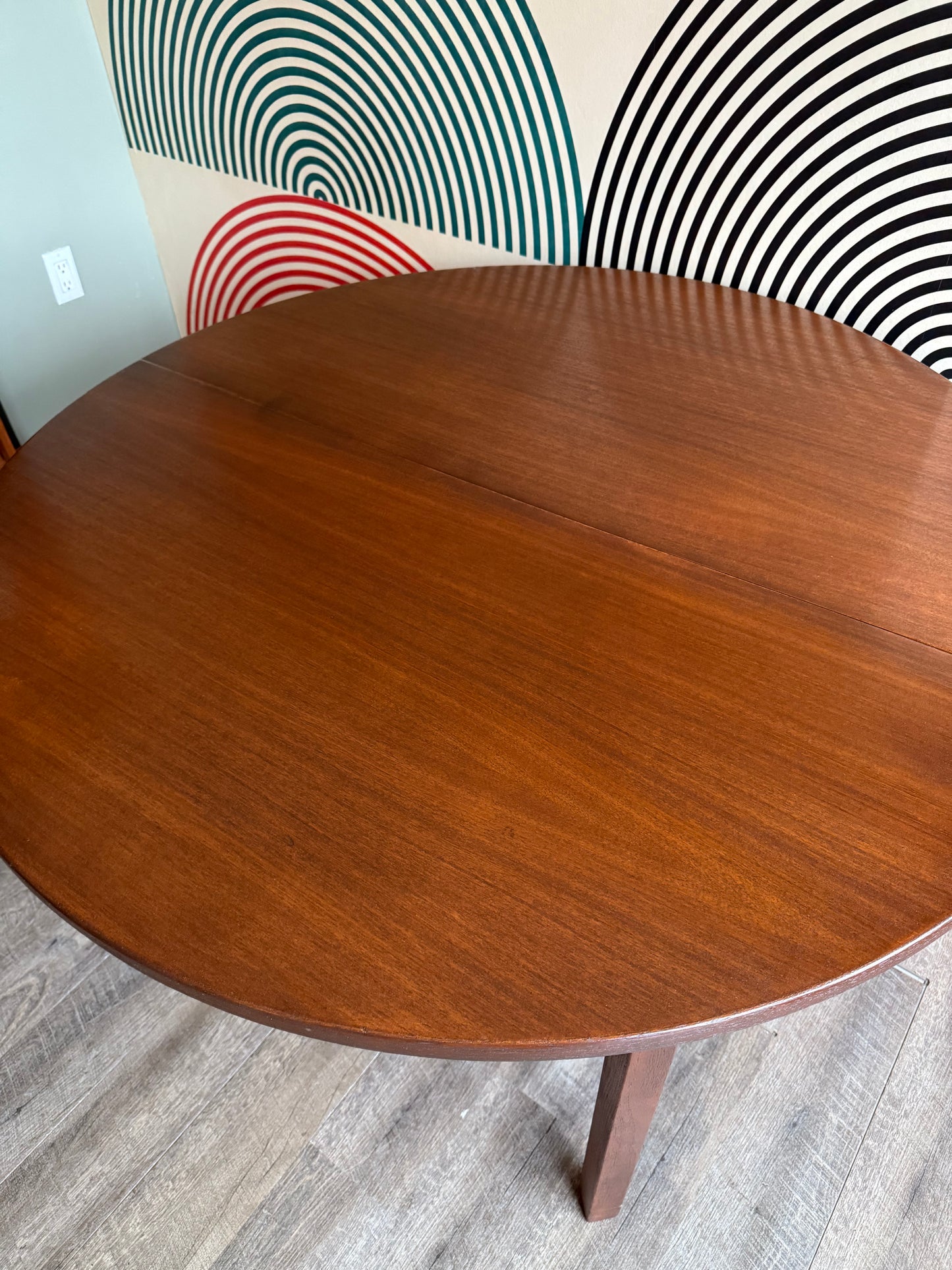 Vintage Round Walnut Dining Table