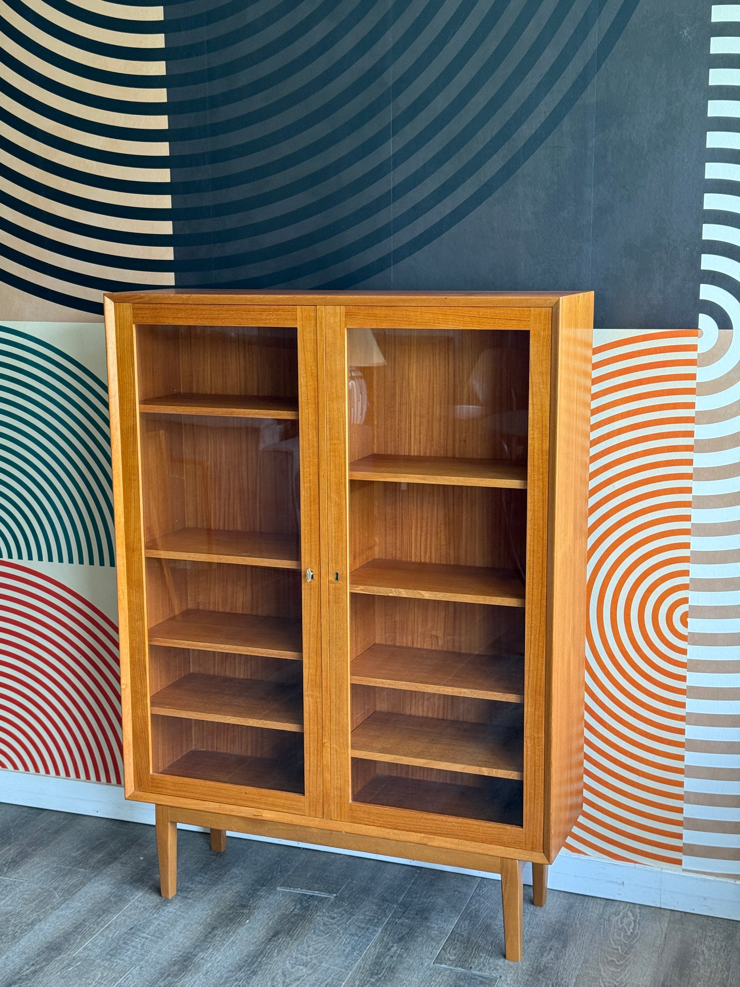 Tall Danish Teak Curio Cabinet by Brouer Mobelfabrik on Custom Base