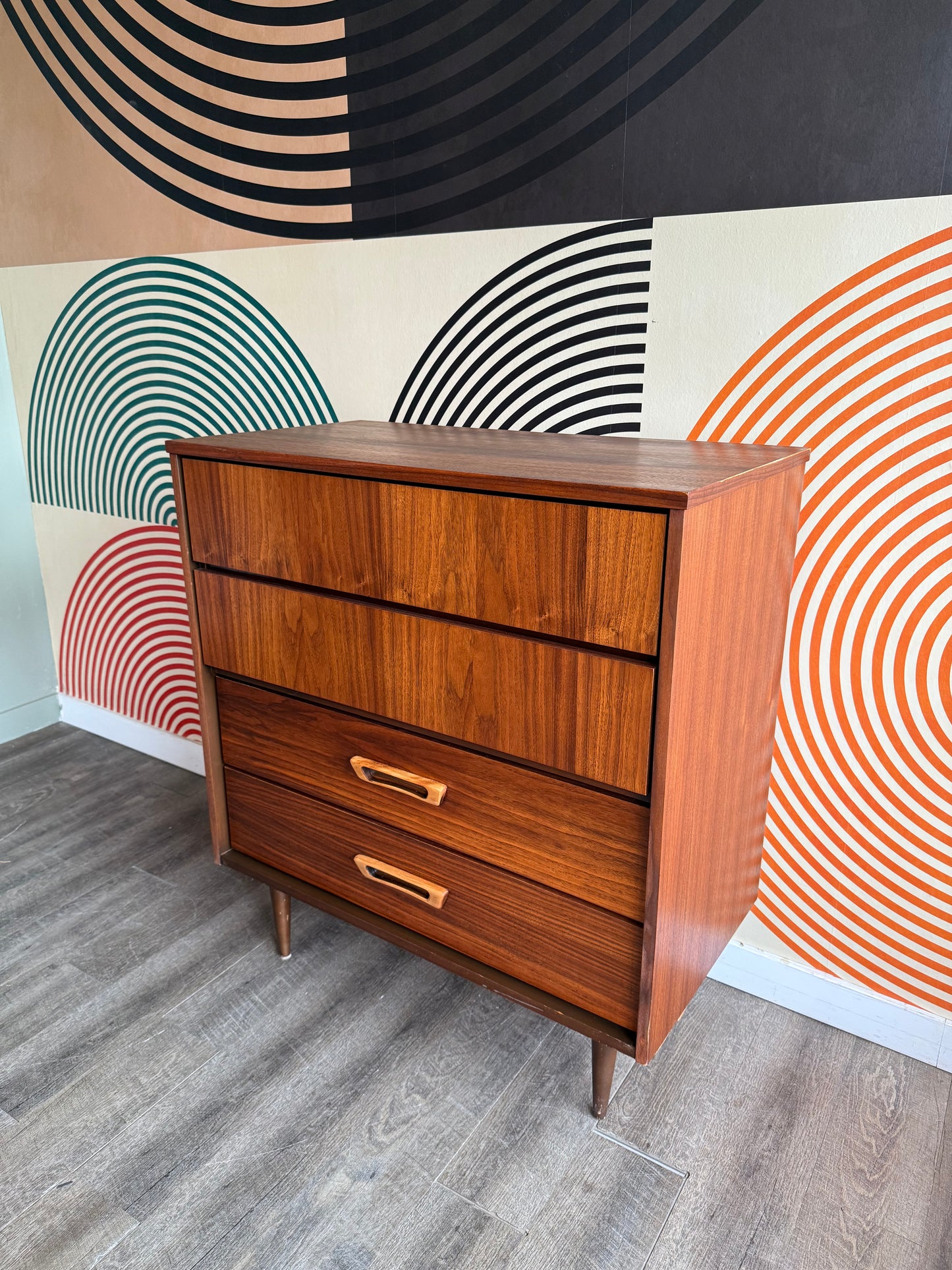 Vintage Vic-Art Walnut 4 Drawer Dresser