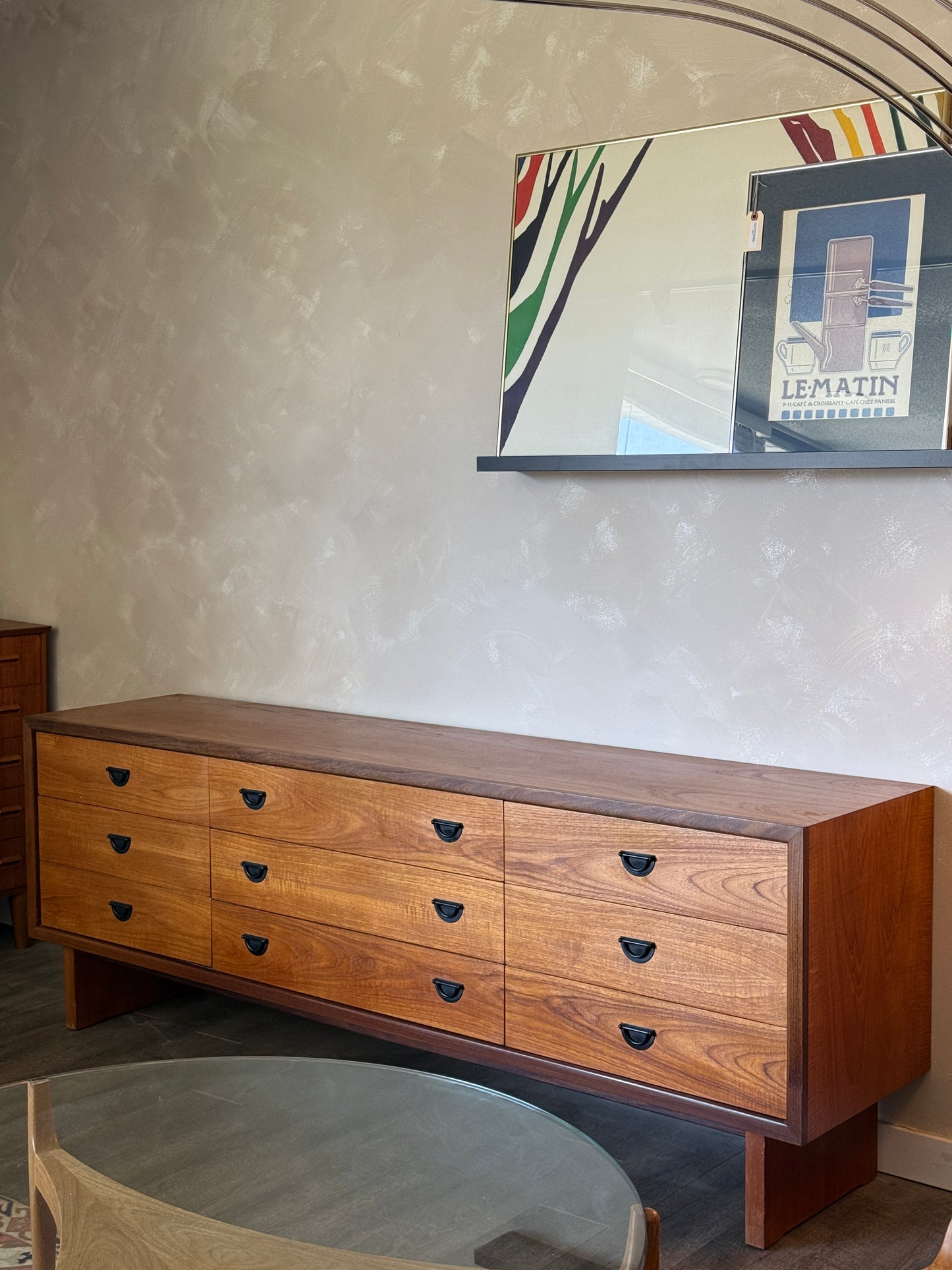 RS Associates Teak 9 Drawer Dresser