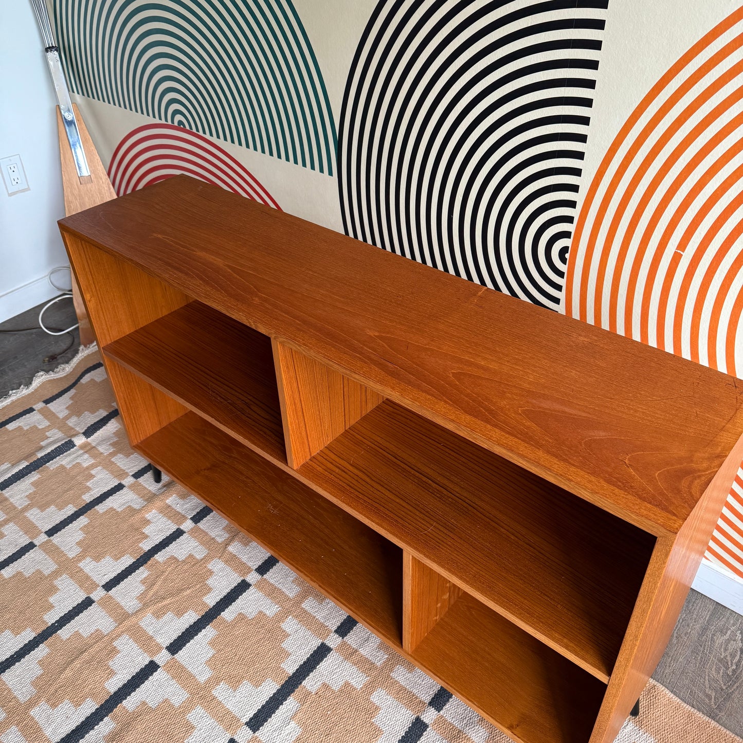 Vintage Teak Bookcase on Metal Legs